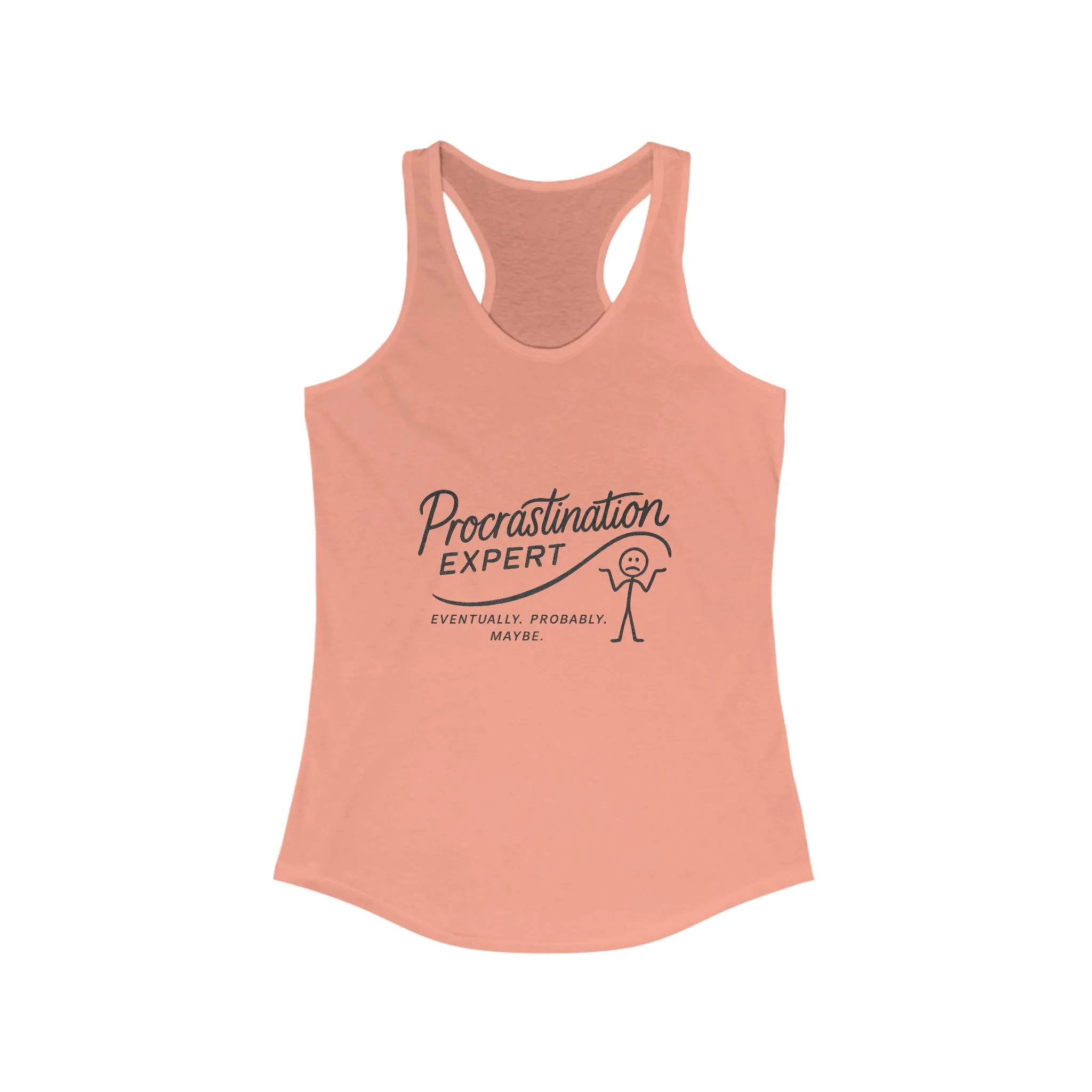 Procrastination Expert Racerback Tank, Funny Women's Workout Top, Gift for Lazy Days, Casual Summer Tee, Motivational Exercise Shirt - Image 5