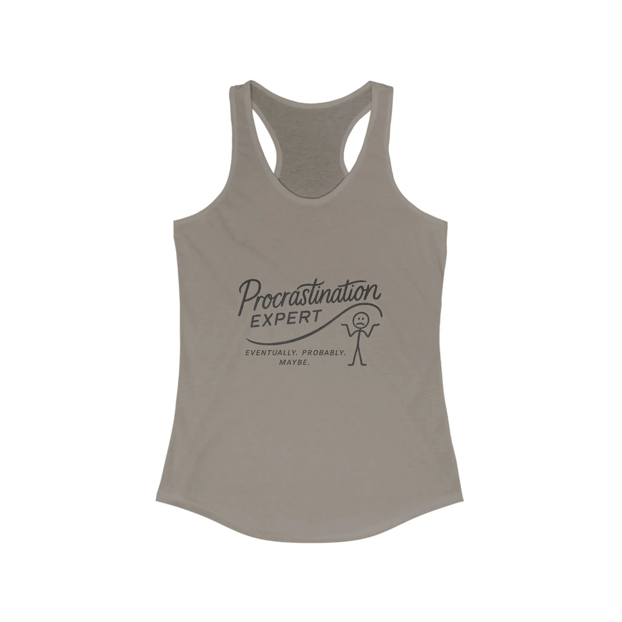 Procrastination Expert Racerback Tank, Funny Women's Workout Top, Gift for Lazy Days, Casual Summer Tee, Motivational Exercise Shirt - Image 9