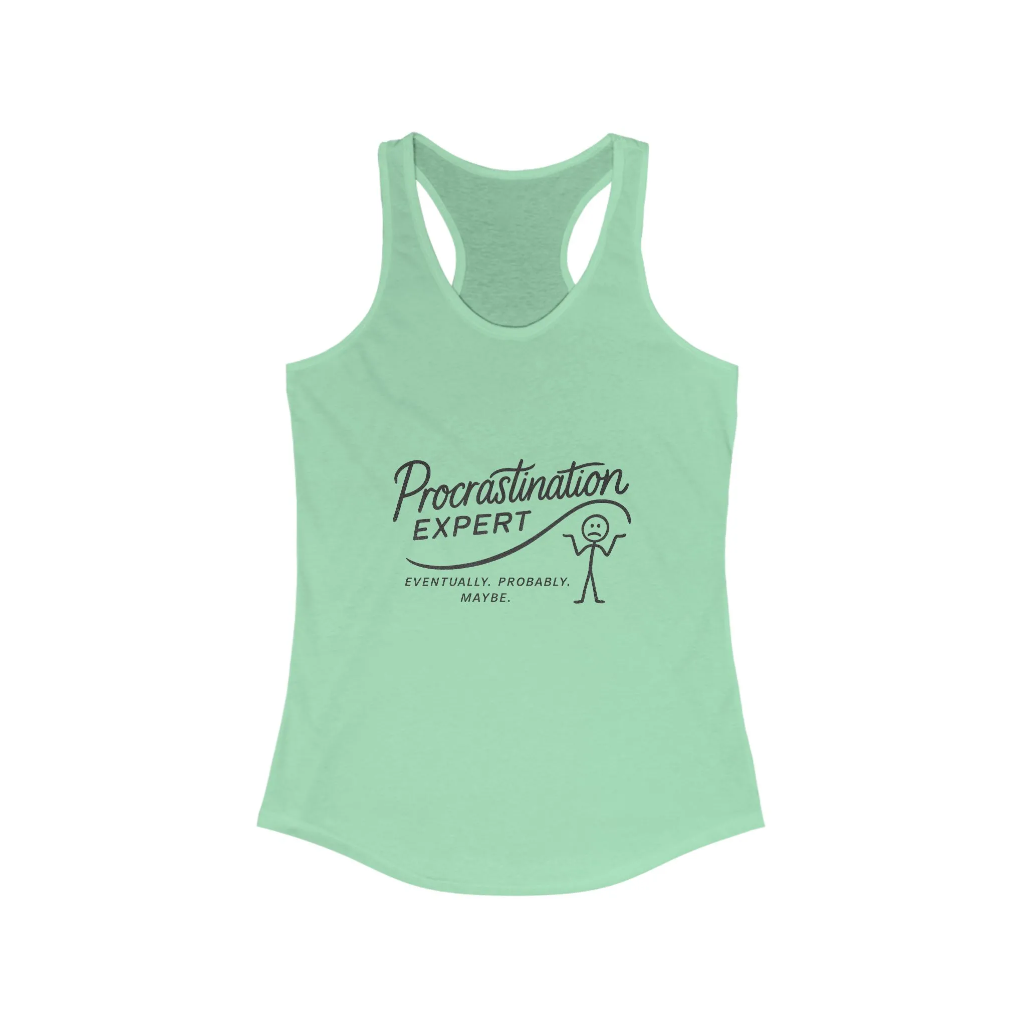 Procrastination Expert Racerback Tank, Funny Women's Workout Top, Gift for Lazy Days, Casual Summer Tee, Motivational Exercise Shirt - Image 11