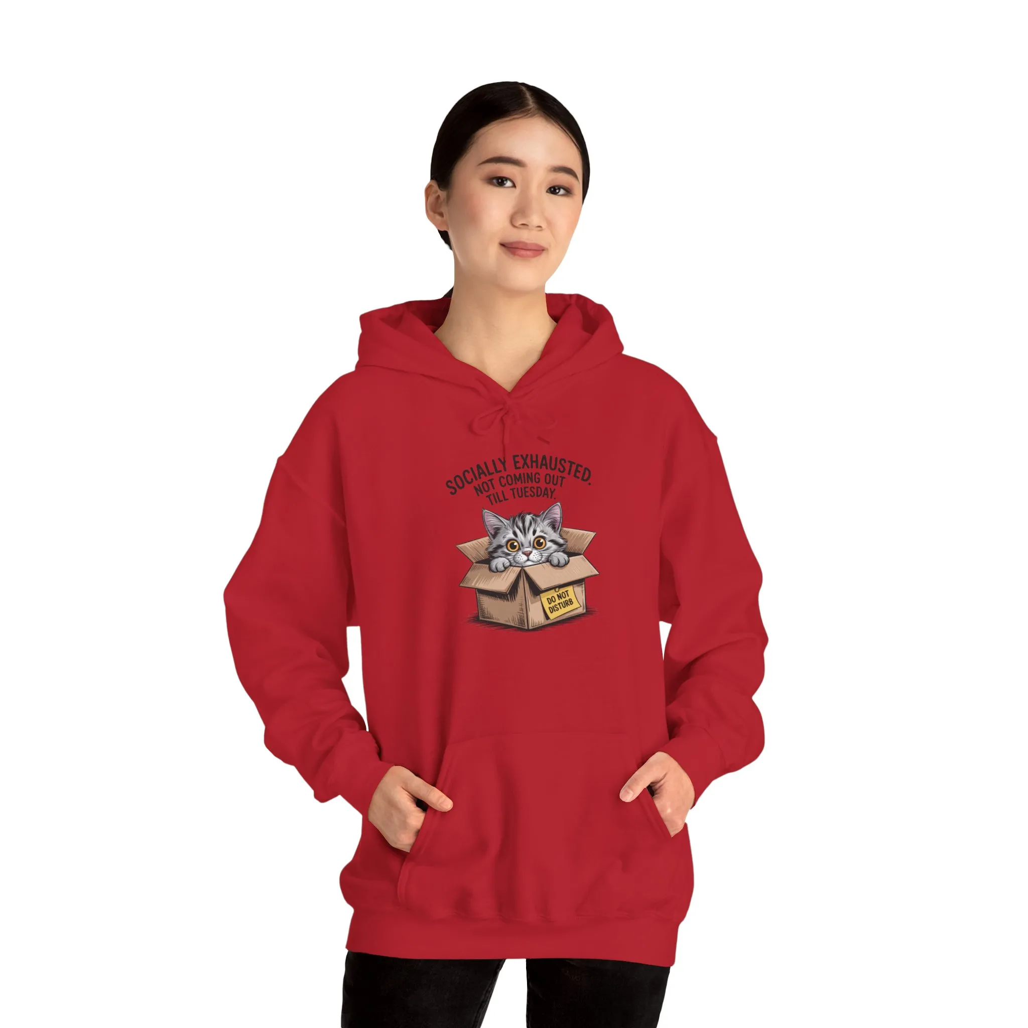 Socially Exhausted Cat Hoodie - Cozy Sweatshirt for Cat Lovers, Funny Gift, Casual Wear, Unique Animal Apparel, Perfect for Relaxing Days - Image 35