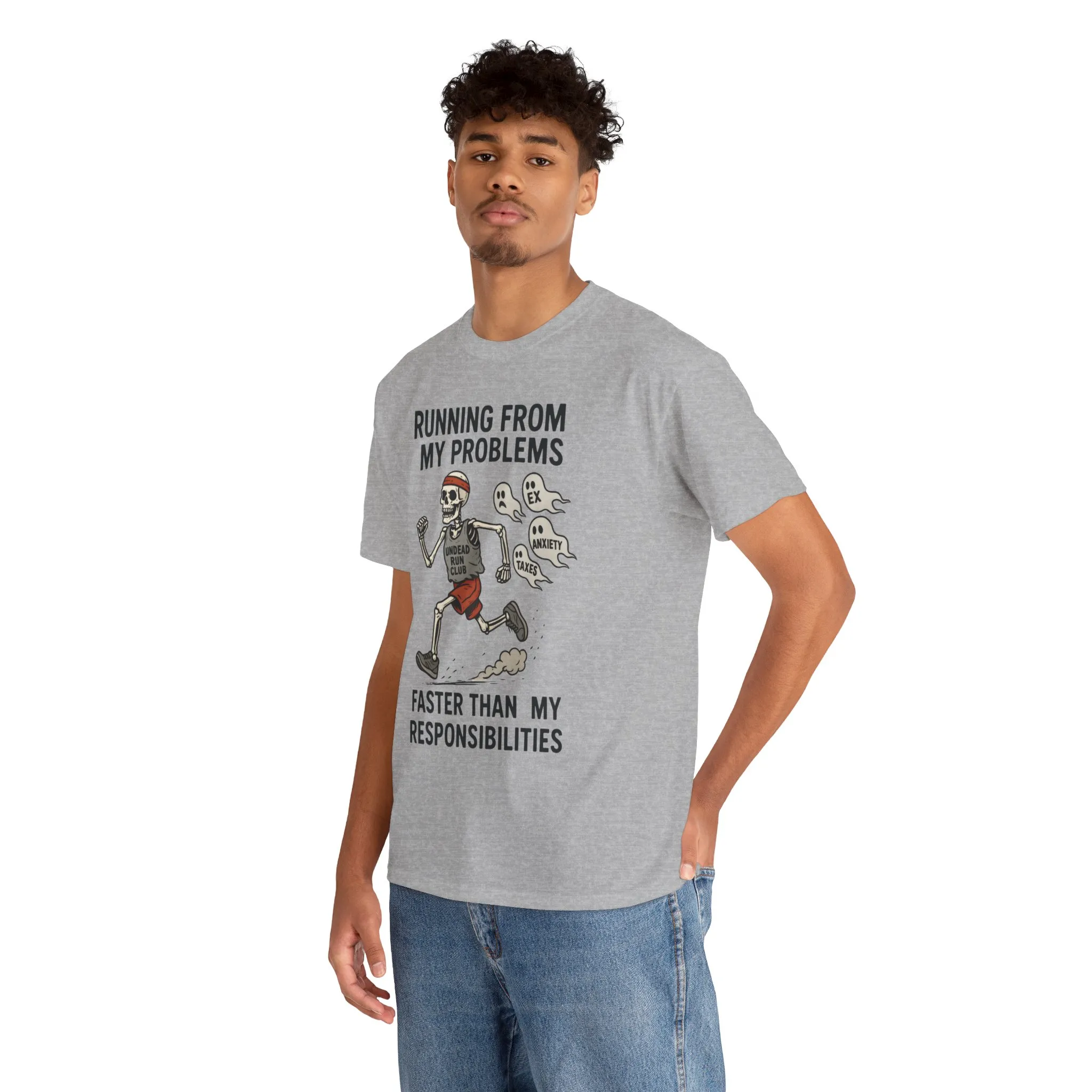 Skeleton Runner Tee for Men, Undead Jogging Club Shirt, Halloween T-Shirt, Gift for Runners, Anxiety Humor Gift - Image 9