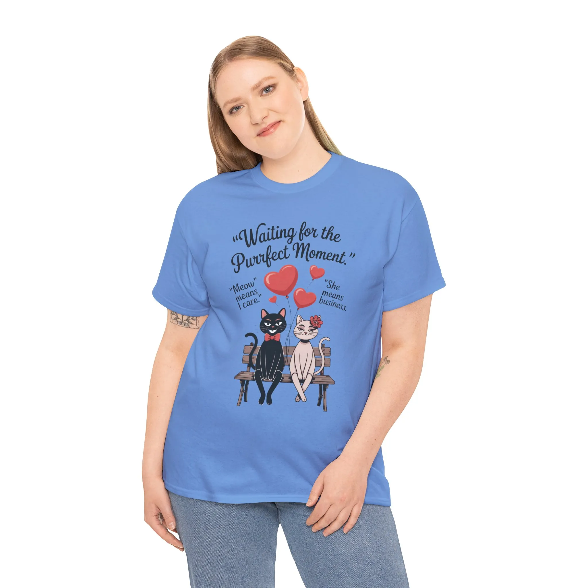 Cute Cat Lovers Tee, Unisex Heavy Cotton Tee for Pet Owners, Funny Cat Shirt, Gift for Cat Lovers, Casual T-Shirt, Animal Art Tee - Image 12