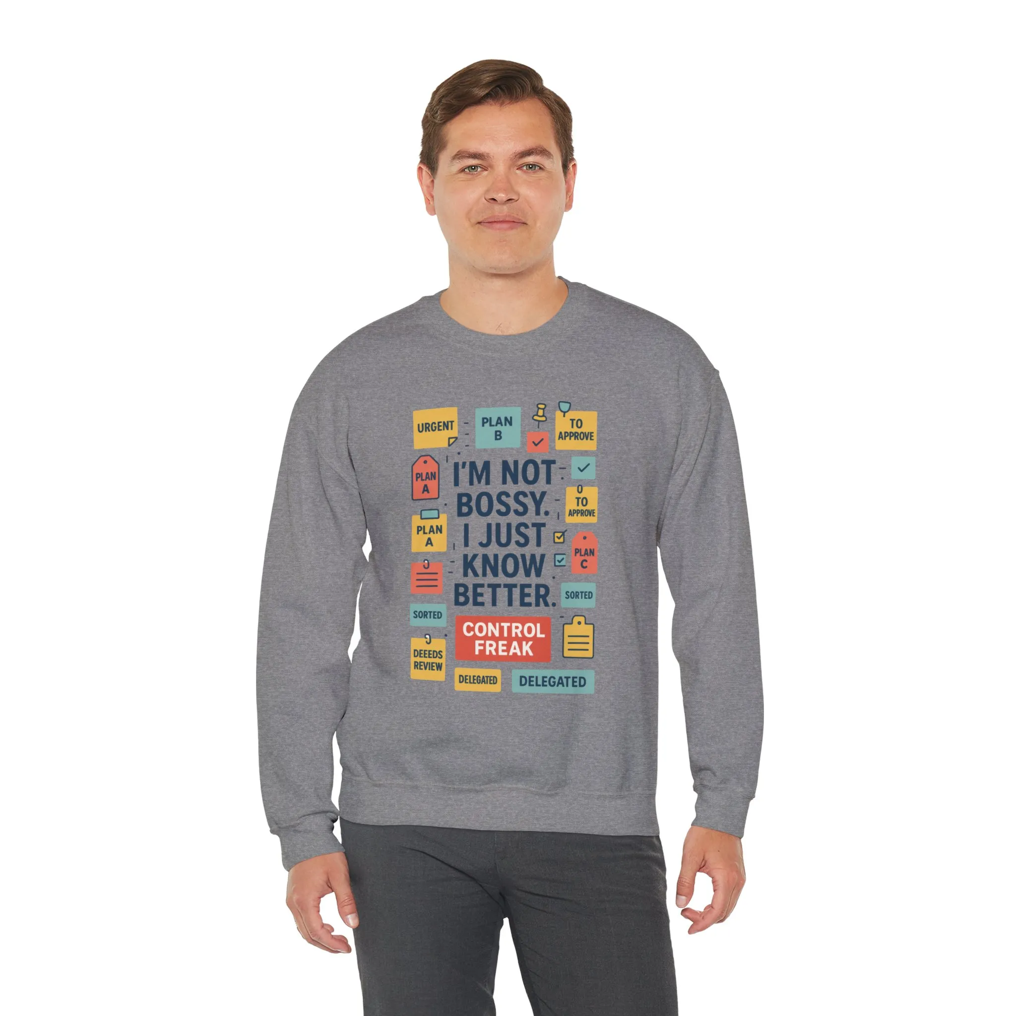 Funny Mens Control Freak Sweatshirt, Sarcastic Crewneck Gift for Him, Perfect Gift for Bossy Friends - Image 17