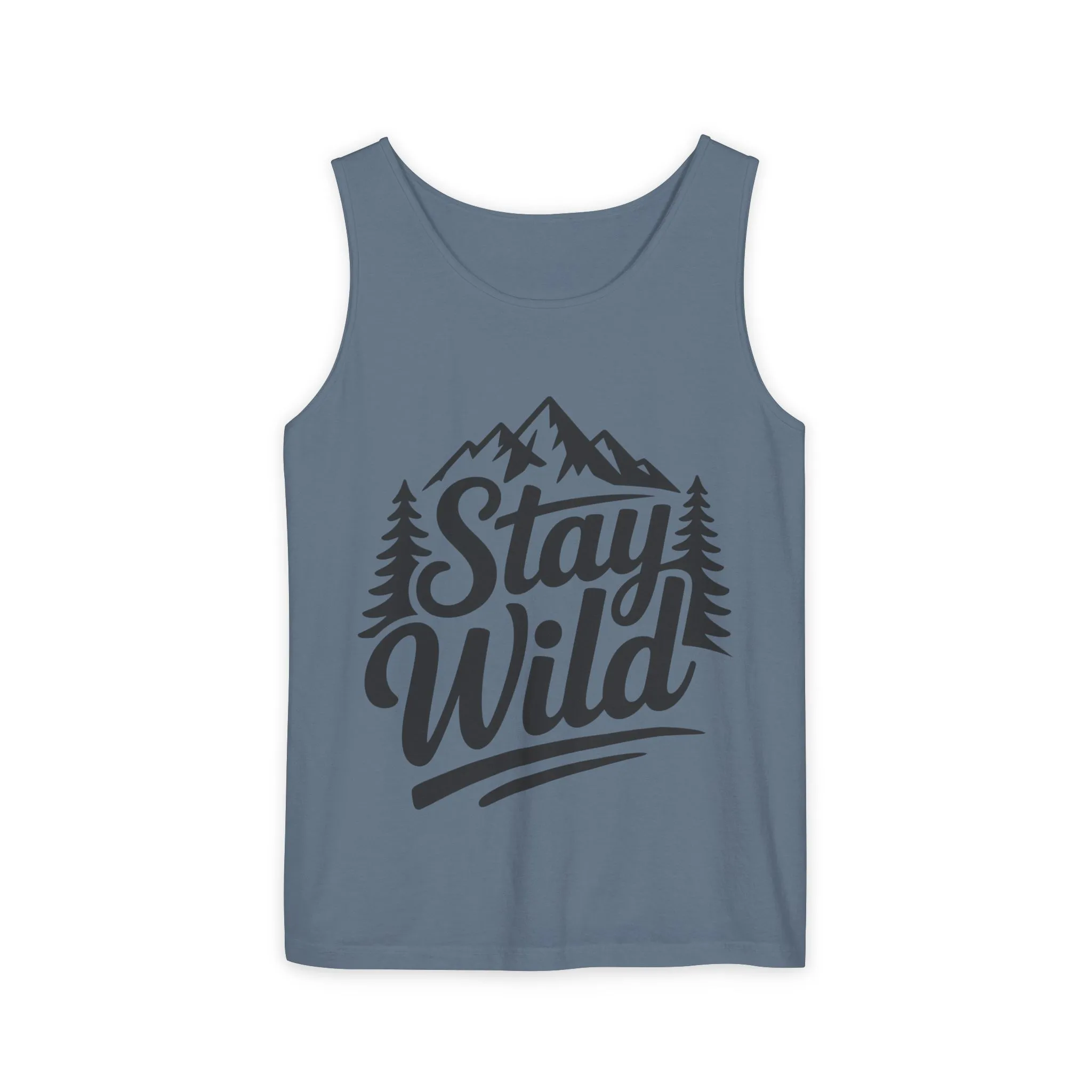 Stay Wild Garment-Dyed Mens Tank Top, Boho Summer Top, Adventure Shirt, Nature Lover Apparel, Gift for Hikers, Outdoor Clothing - Image 2