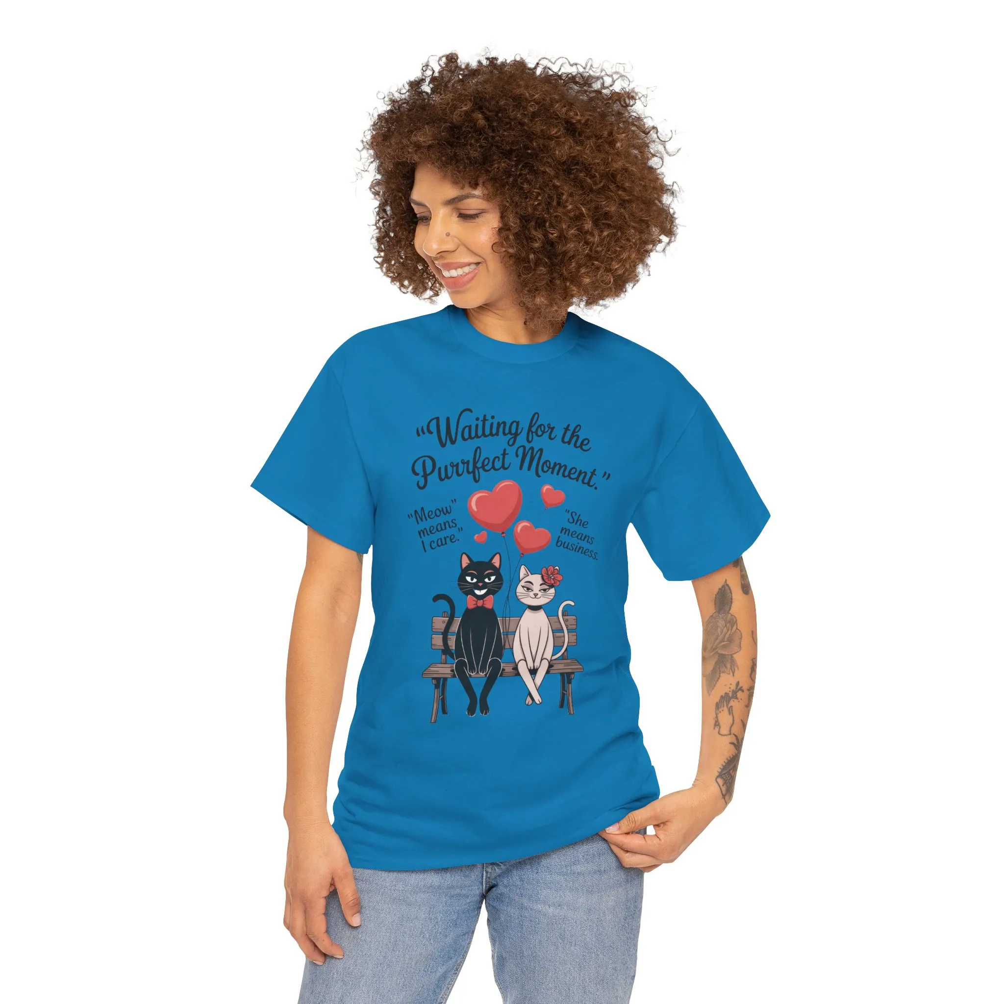 Cute Cat Lovers Tee, Unisex Heavy Cotton Tee for Pet Owners, Funny Cat Shirt, Gift for Cat Lovers, Casual T-Shirt, Animal Art Tee - Image 17
