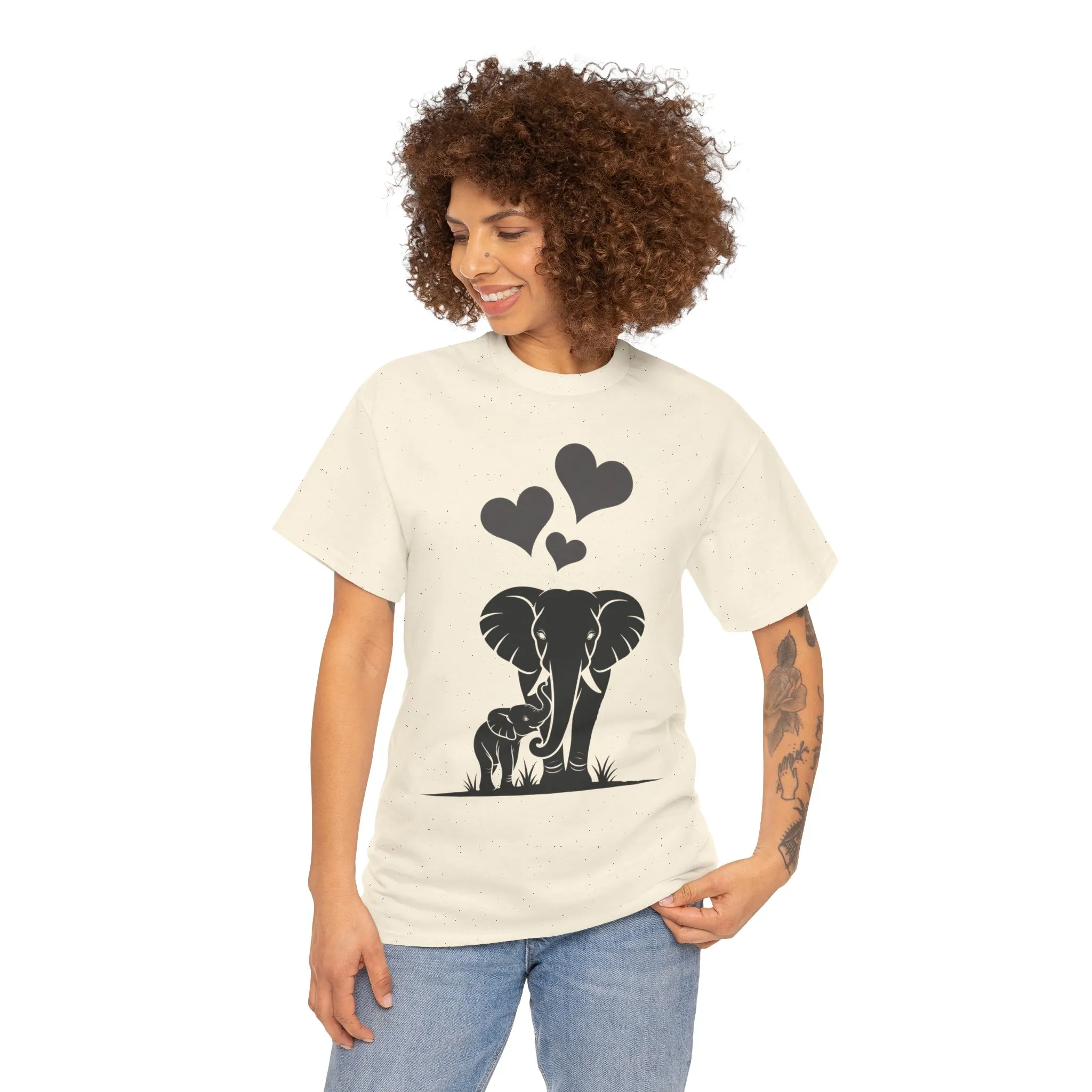 Elephant Mom and Baby T-Shirt, Elephant Love Cotton Tee, Cute Animal Shirt, Animal Lover Gift, Cute Minimalist Elephant Design - Image 32