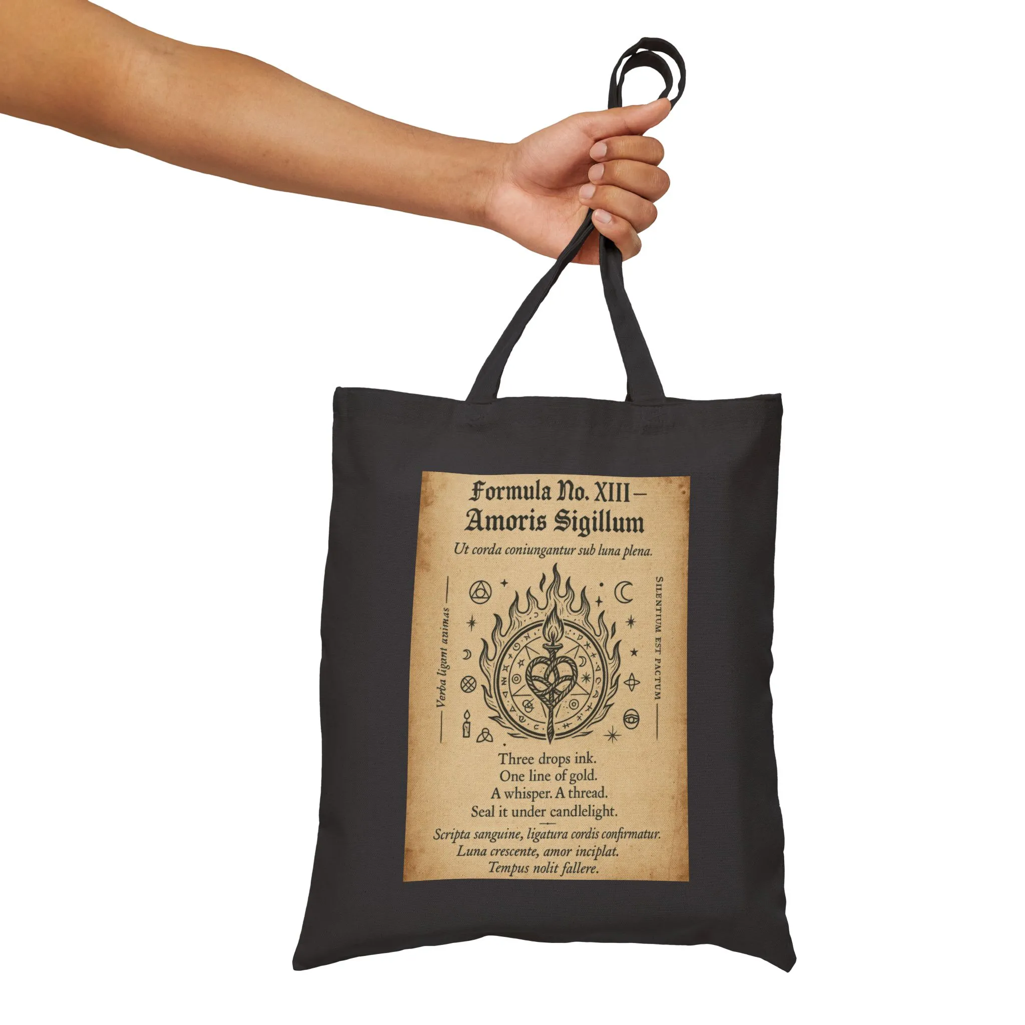 Love Sigil Tote Bag, Amoris Charm Print, Occult Romance Symbol, Witchy Ritual Canvas Bag, Mystic Heart Spell Design, Witchy Gift, Boho Tote - Image 4