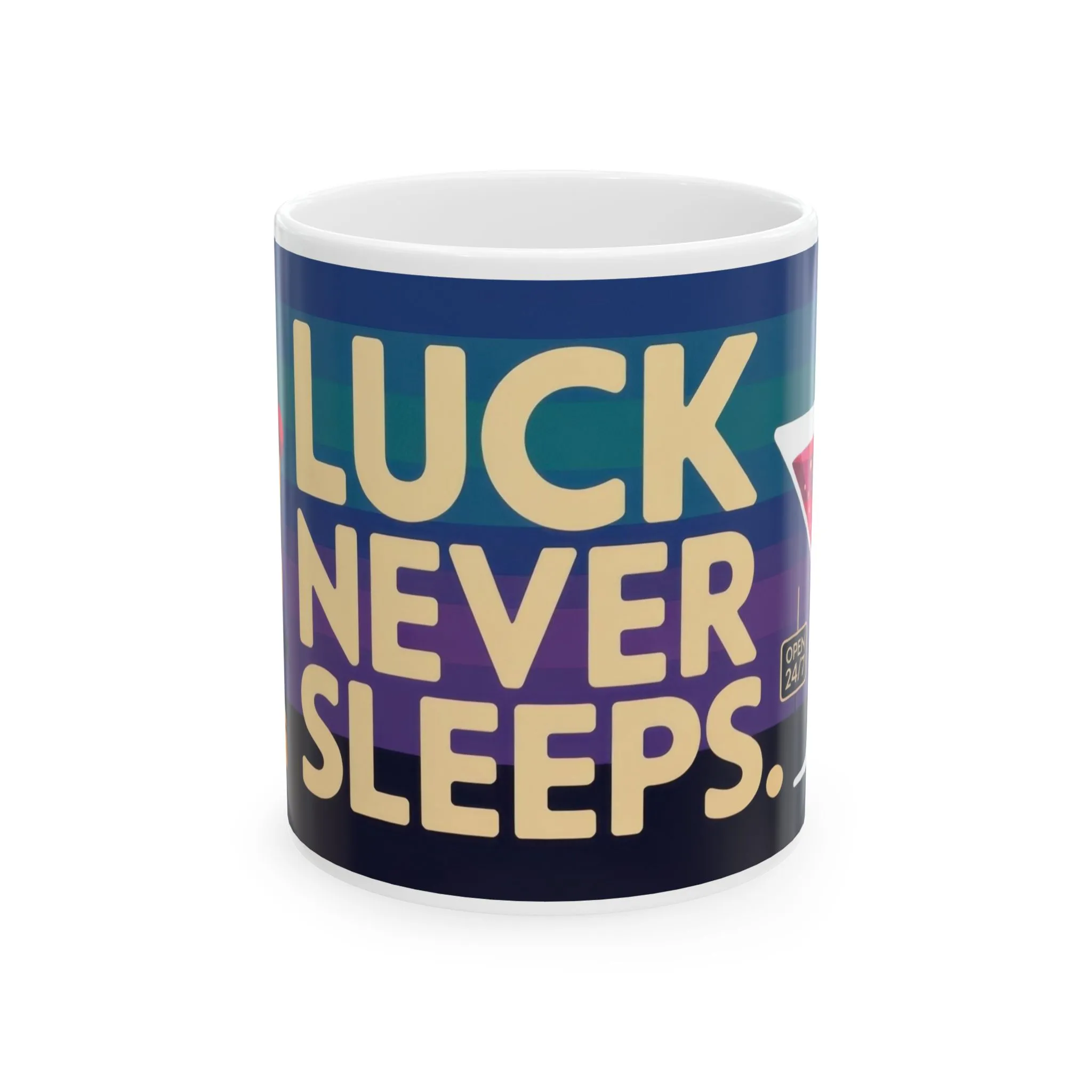 LUCK NEVER SLEEPS Mug, Retro Vegas Slot Machine Coffee Cup, Casino Gift, Gambling Lover Gift Idea, Perfect for Gamers, Poker Nights - Image 2