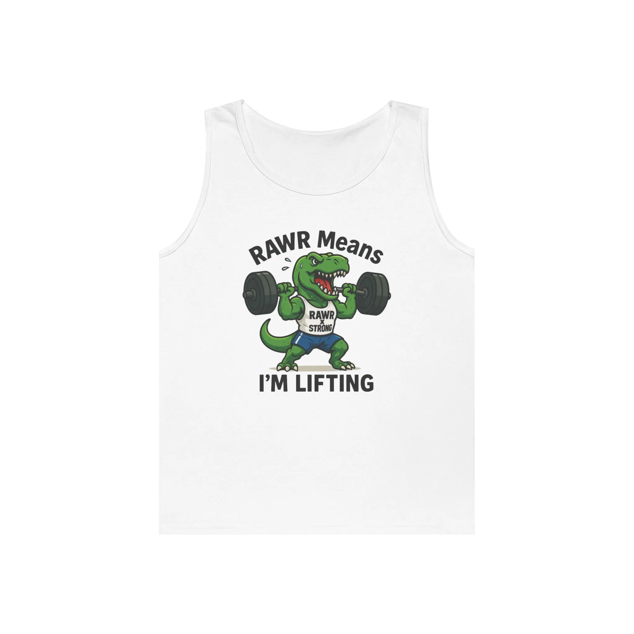 RAWR Gym Tank for Men, Funny Dinosaur Lifting Tee, Workout Dino Fitness Gift, Barbell Humor Tank Top for Men, Motivational Tank, Activewear - Image 4