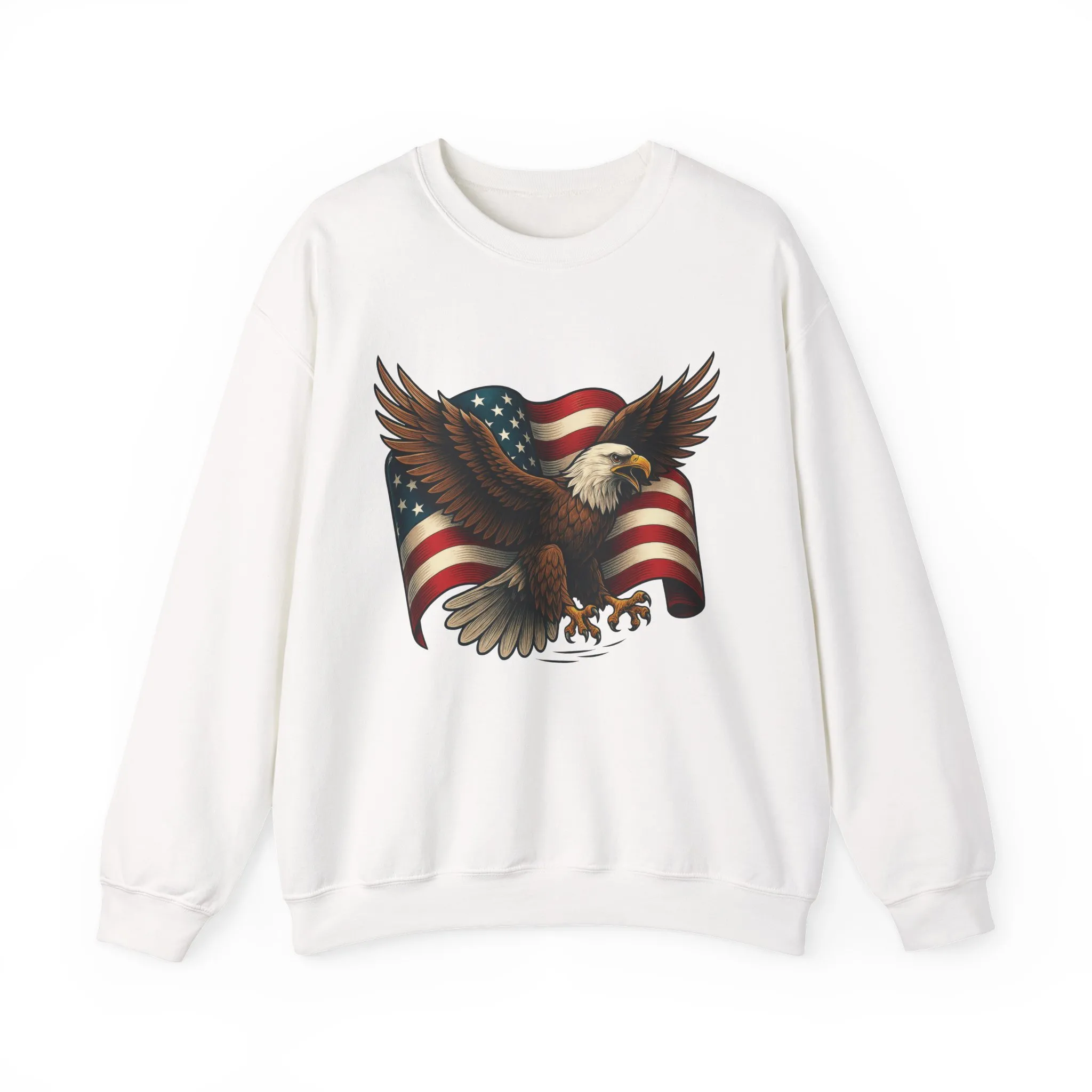 Patriotic Eagle Sweatshirt - Unisex Crewneck, USA Flag Apparel, Memorial Day, Veteran's Day, Independence Day, Gift for Patriots - Image 4