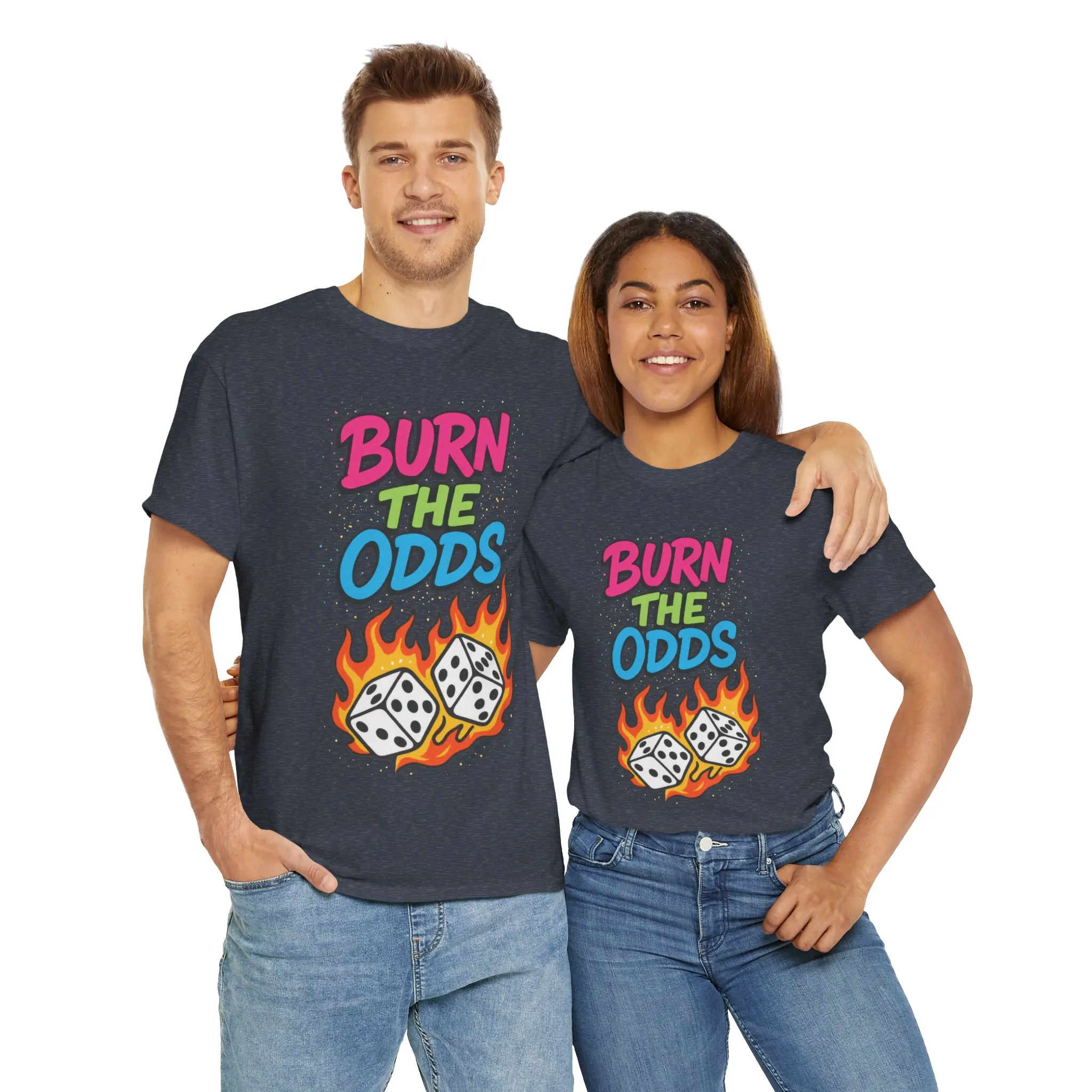 Burn the Odds Graphic Tee | Cool Casual Wear, Gaming Shirt, Unisex Cotton Tee, Dice Design T-Shirt, Gift for Gamers