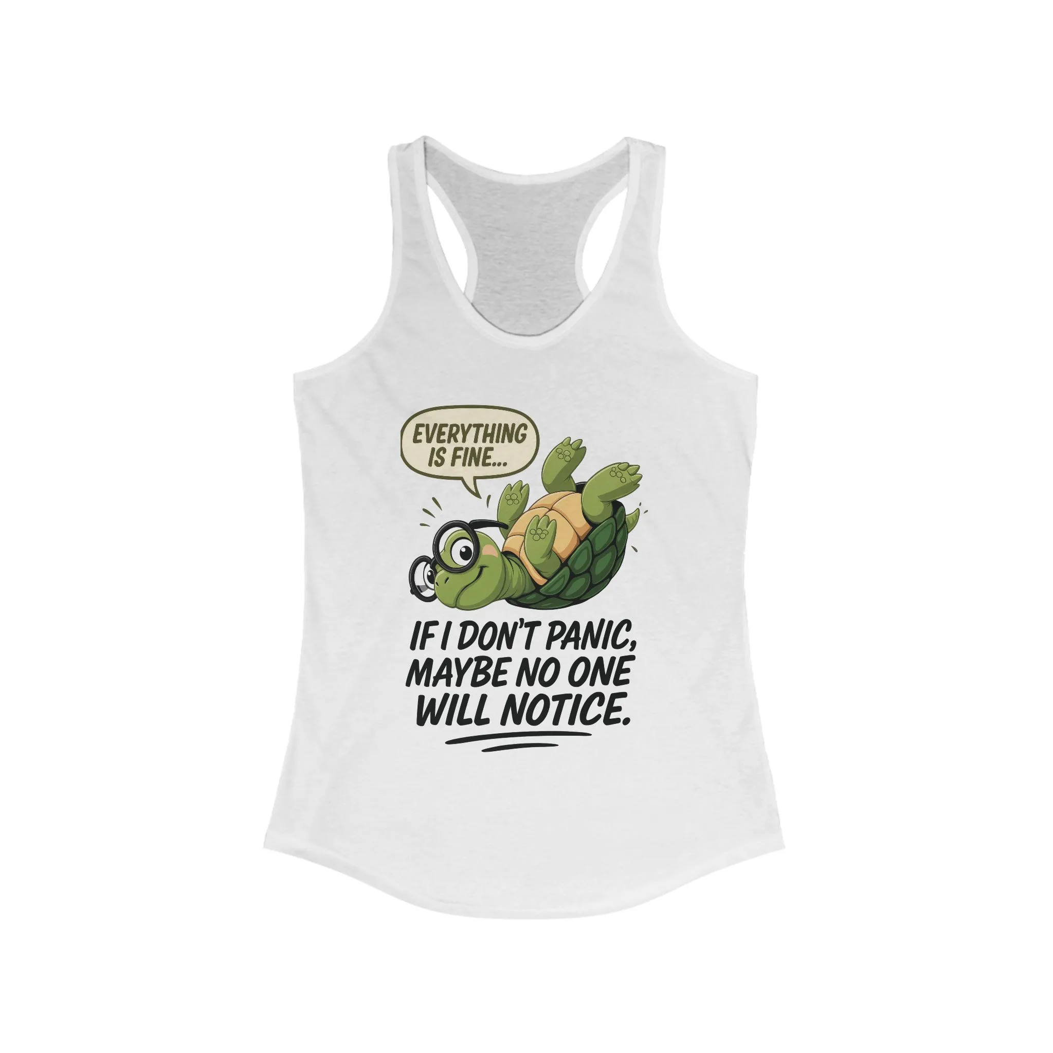 Funny Turtle Racerback Tank for Women, Gift for Animal Lovers, Gym Wear, Beach Outfit, Humor Clothing, Social Anxiety Joke - Image 3