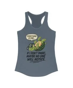 Funny Turtle Racerback Tank for Women, Gift for Animal Lovers, Gym Wear, Beach Outfit, Humor Clothing, Social Anxiety Joke