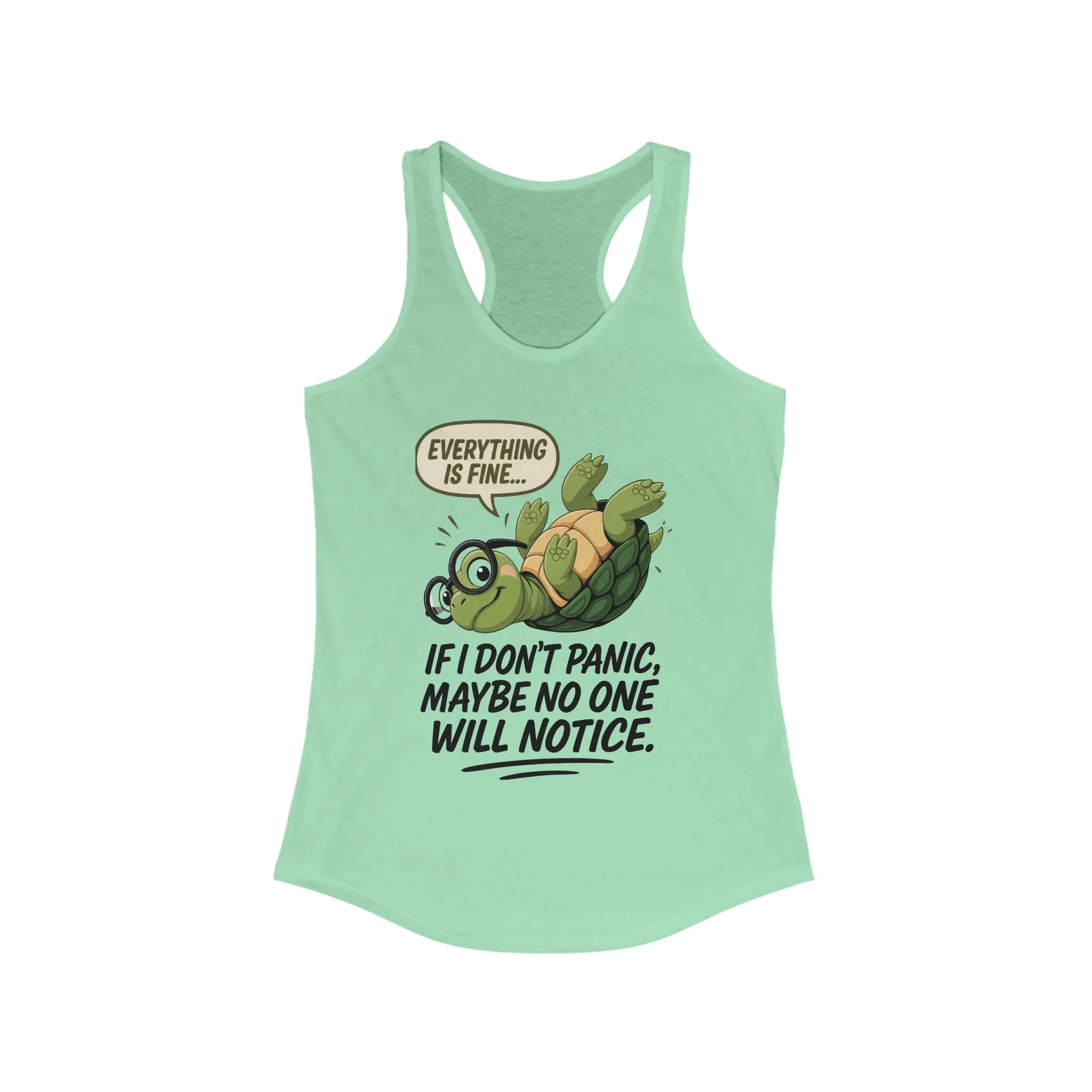 Funny Turtle Racerback Tank for Women, Gift for Animal Lovers, Gym Wear, Beach Outfit, Humor Clothing, Social Anxiety Joke - Image 9