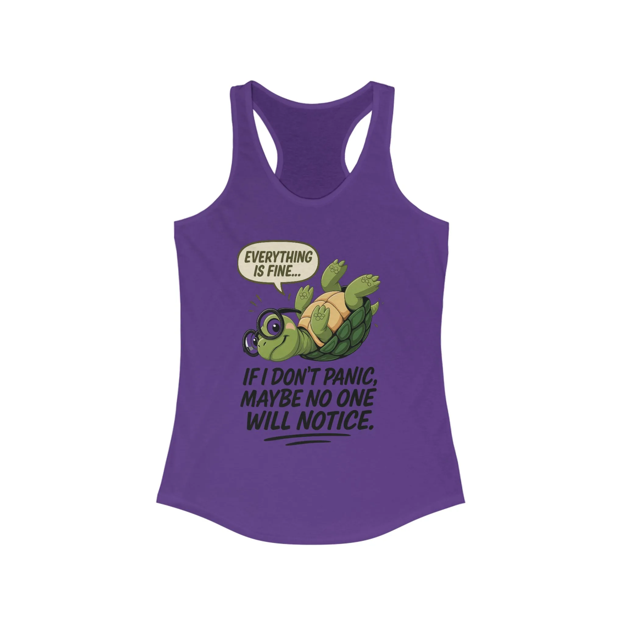 Funny Turtle Racerback Tank for Women, Gift for Animal Lovers, Gym Wear, Beach Outfit, Humor Clothing, Social Anxiety Joke - Image 15