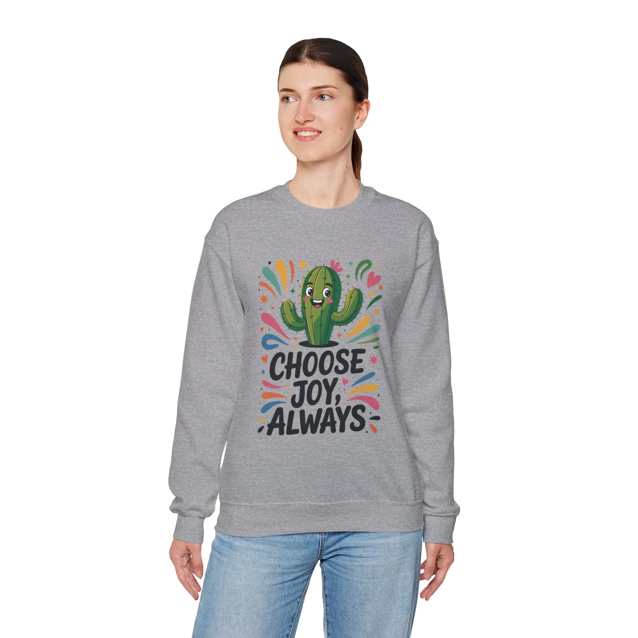 Joyful Cactus Sweatshirt: Choose Joy Always, Cozy Gift for Friends, Womens Casual Wear, Perfect for Celebrations and Everyday Comfort - Image 9