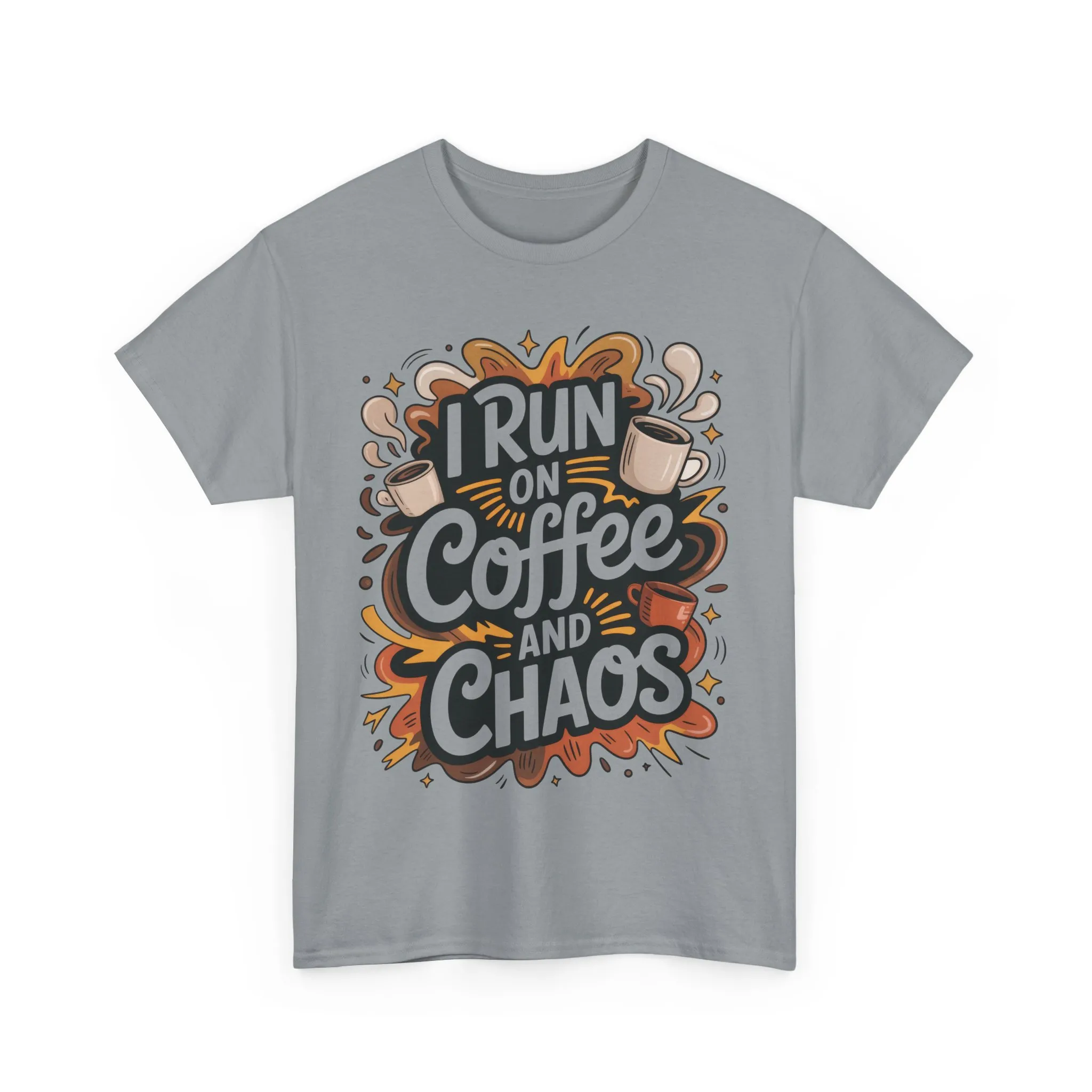 Funny Mens Coffee T-Shirt, I Run on Coffee and Chaos, Caffeinated Chaos Tee for Him, Perfect for Coffee Lovers, , Humor Tee - Image 31