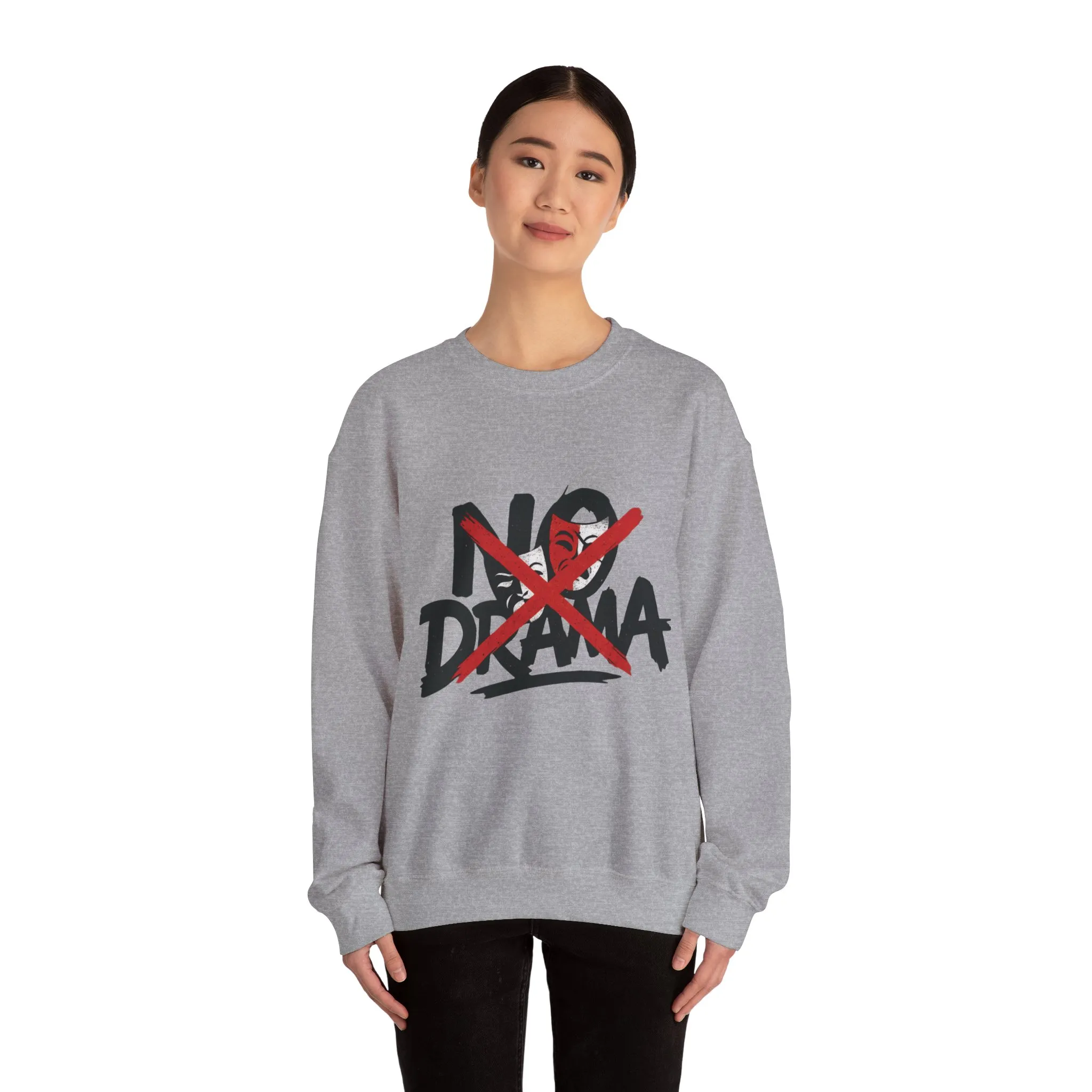 No Drama Crewneck Womens Sweatshirt, Cozy Sweatshirt, Relaxed Fit Pullover, Casual Gift for Friends, Everyday Comfort Apparel - Image 35