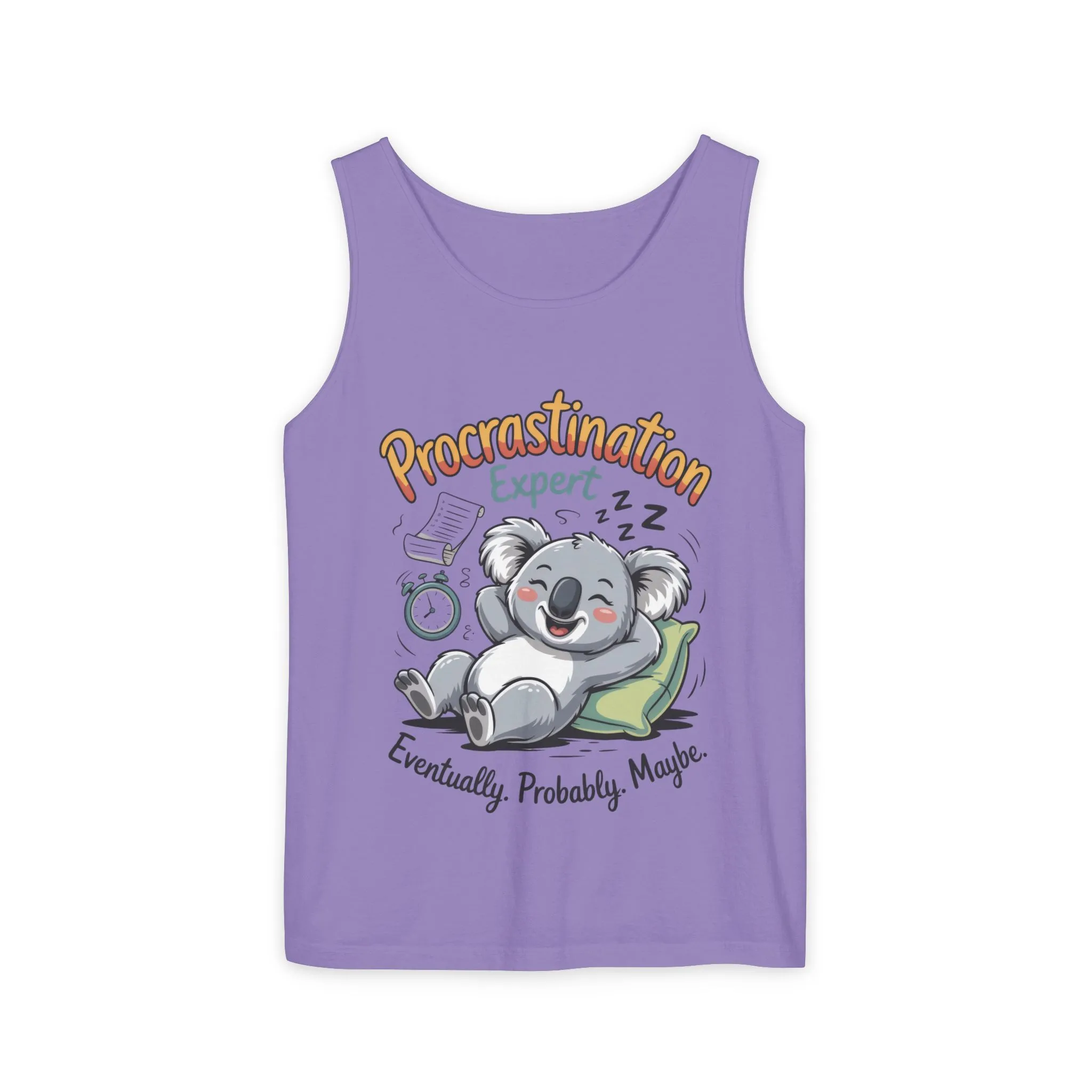 Procrastination Expert Tank Top, Funny Gift for Lazy Days, Relaxed Fit Tee, Casual Summer Wear, Koala Graphic Top, Motivational Apparel - Image 11