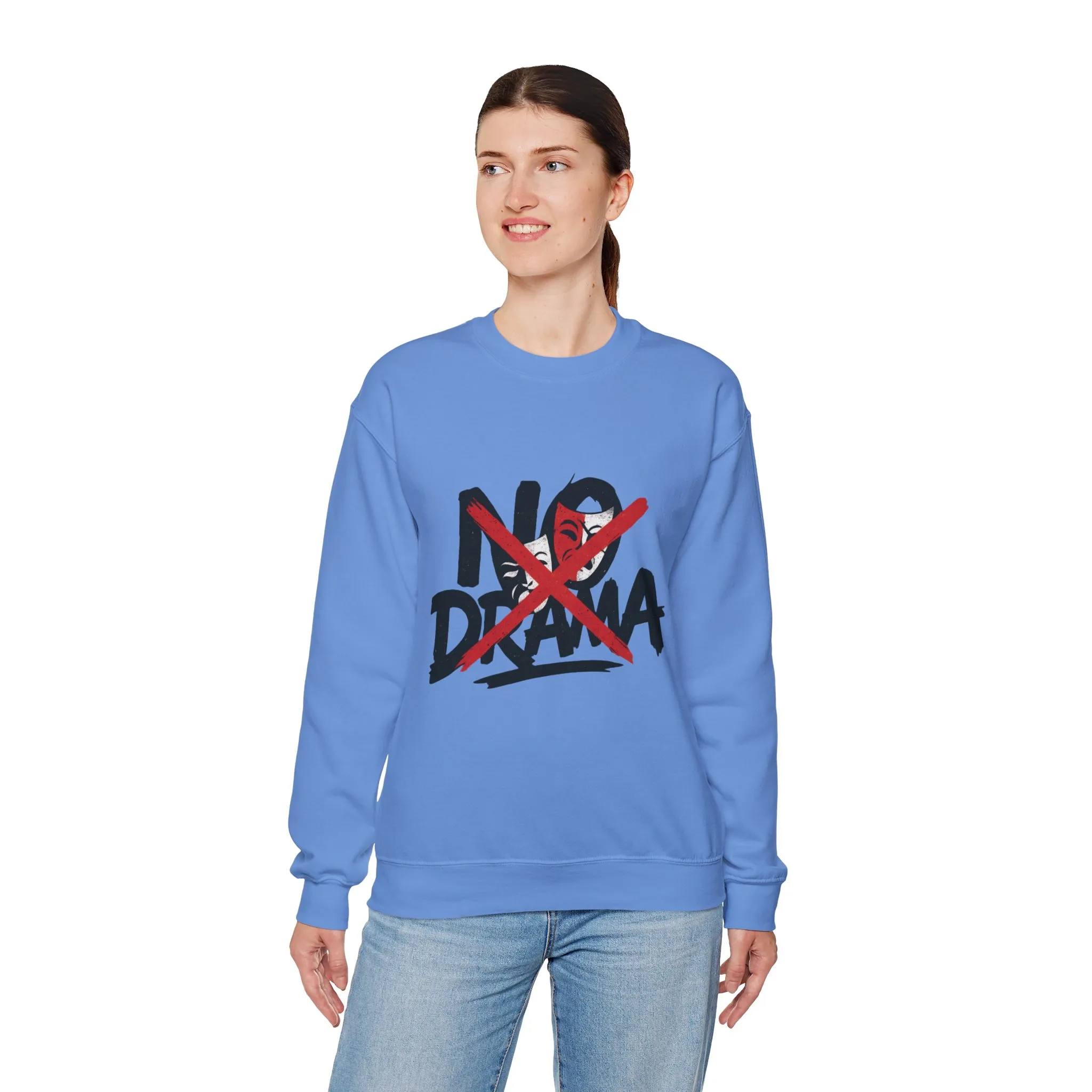 No Drama Crewneck Womens Sweatshirt, Cozy Sweatshirt, Relaxed Fit Pullover, Casual Gift for Friends, Everyday Comfort Apparel - Image 9
