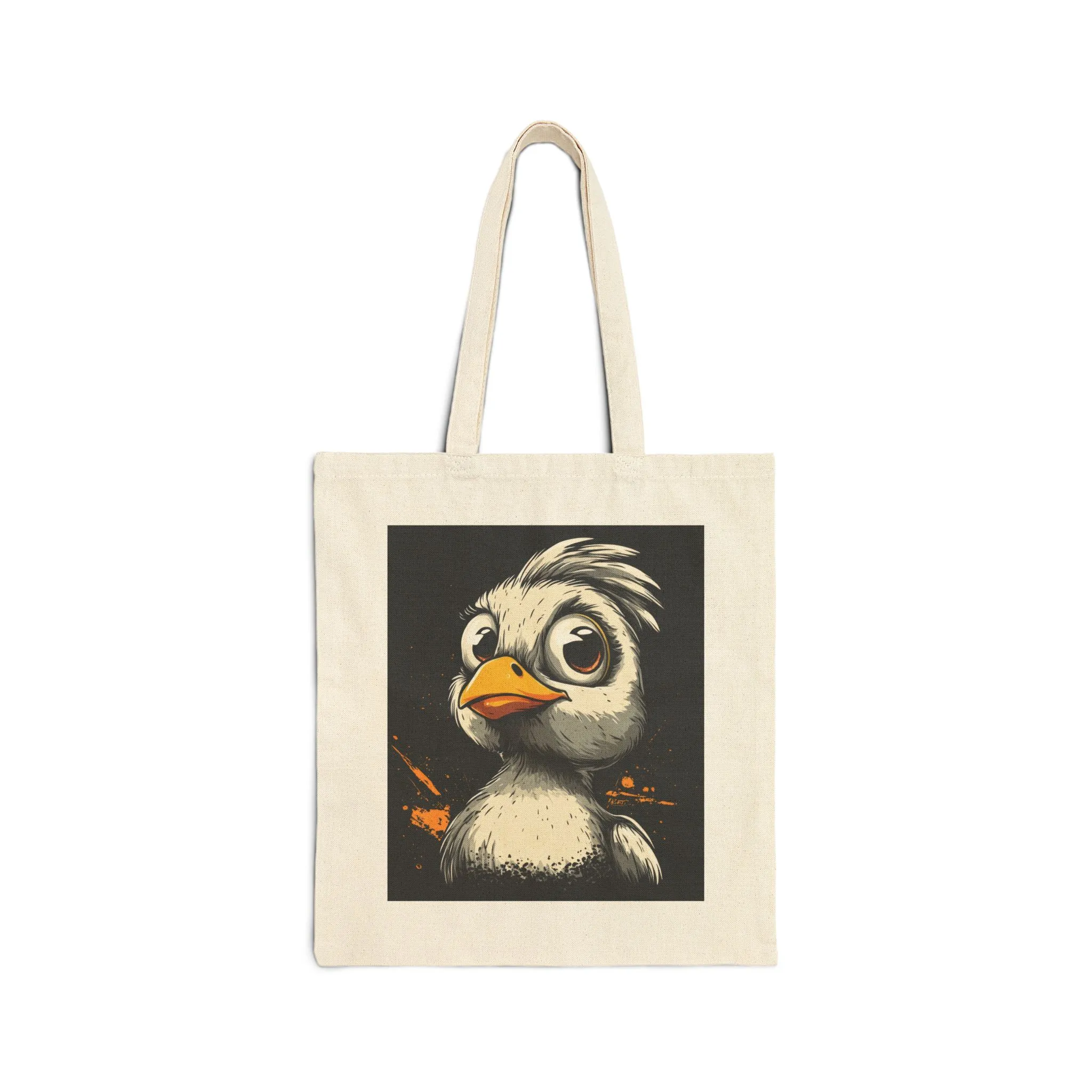 Cool Cartoon Bird Tote Bag, Funny Grumpy Duck Character Street Art Style, Bold Graphic Animal Print Canvas Bag, Cute Bird Art - Image 2