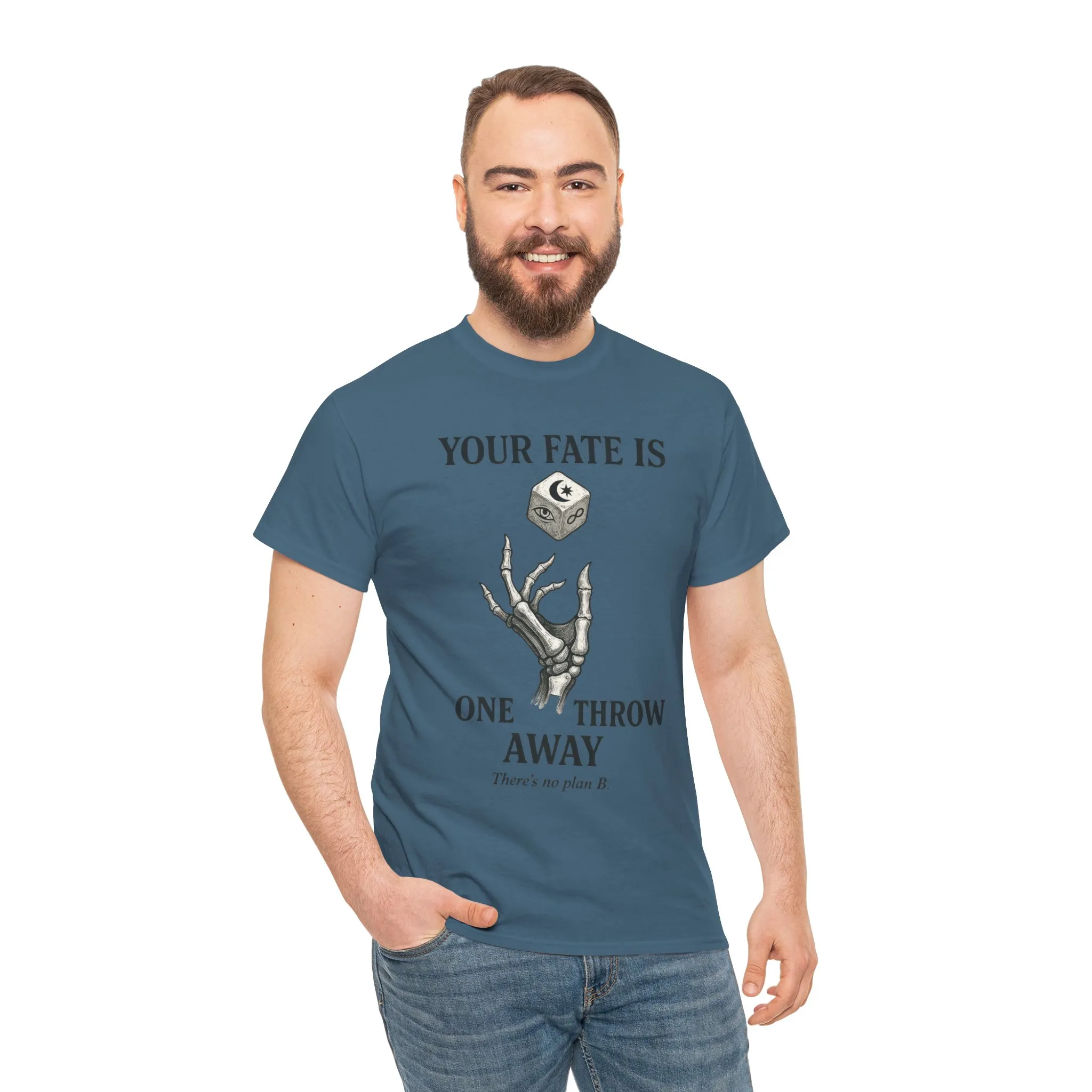 Your Fate Mens Heavy Cotton Tee, Skeleton Dice Graphic T-Shirt, Trendy Gift for Gamers, Gambling Tee, Unique Quote Apparel - Image 17