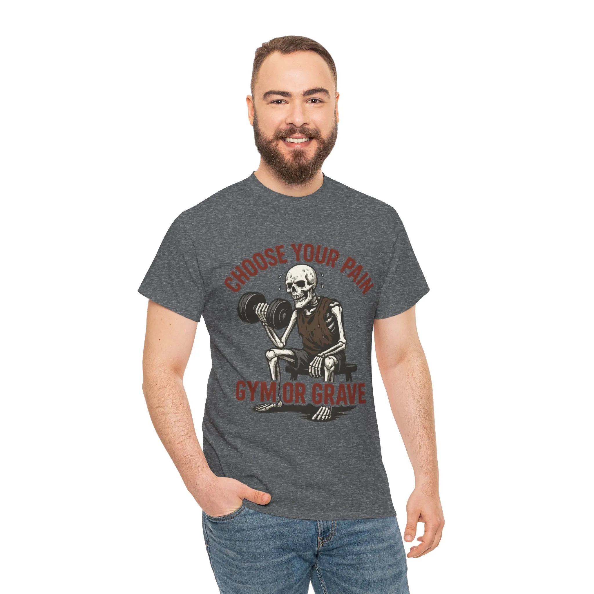 Choose Your Pain Gym Shirt, Gym or Grave Mens Tee, Funny Skeleton Workout Tee, Dark Gym Humor Gift, Halloween Gym Shirt, Motivational Tees - Image 18