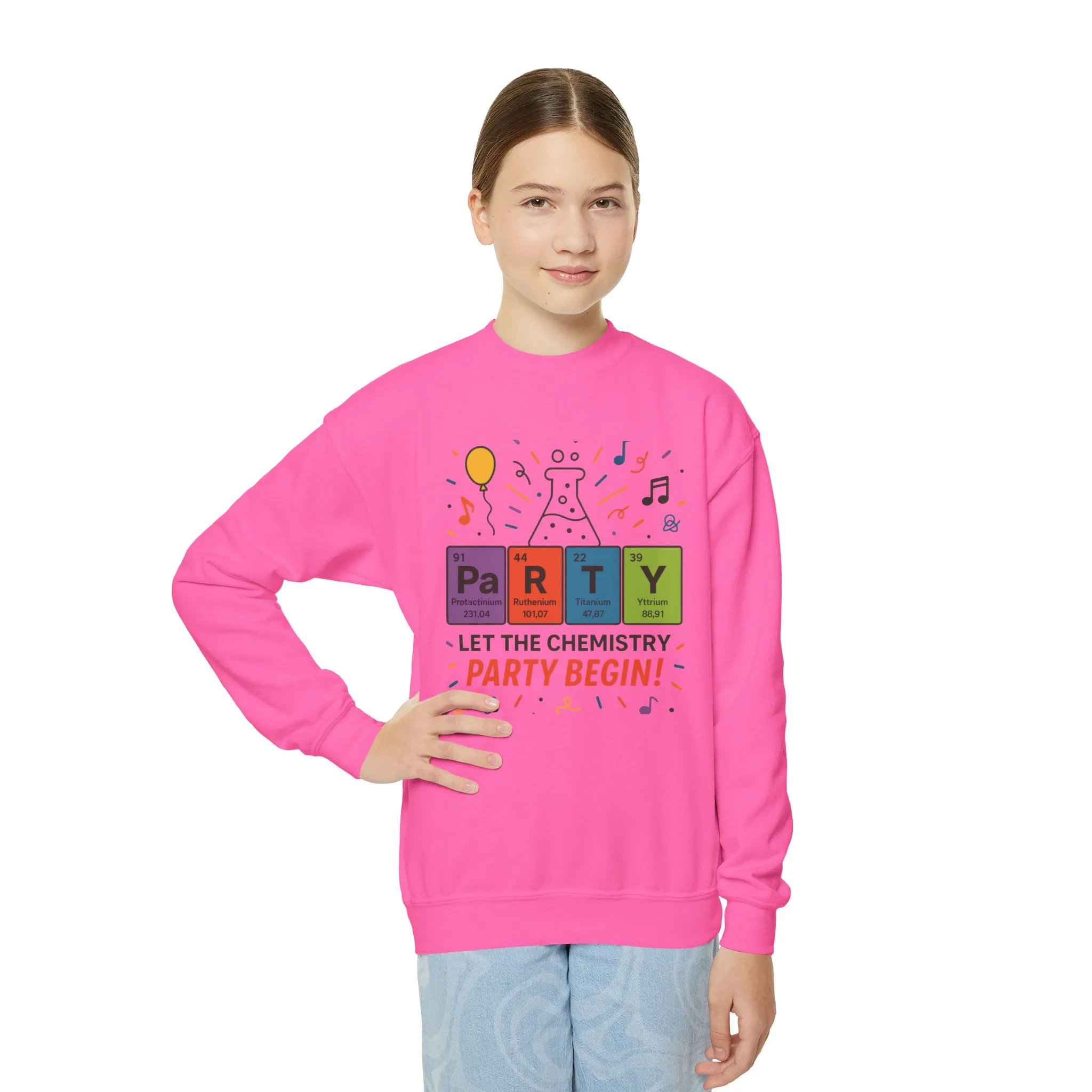 Fun Chemistry Party Youth Crewneck Sweatshirt, Gift for Science Lovers, Birthday Sweatshirt, Kids Party Apparel, Science-Themed Gift - Image 15