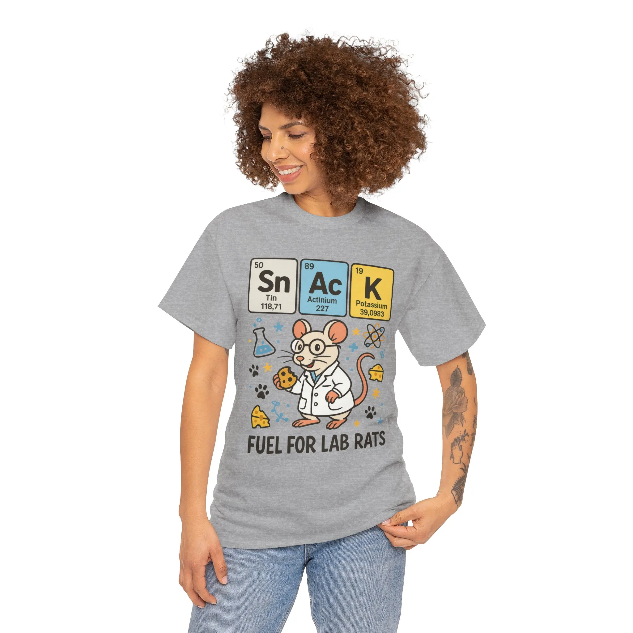 Funny Womens Science T-Shirt,Periodic Table Tee, Fuel for Lab Rats Nerdy Shirt, Gifts for STEM Lovers, Quirky Science Apparel - Image 3