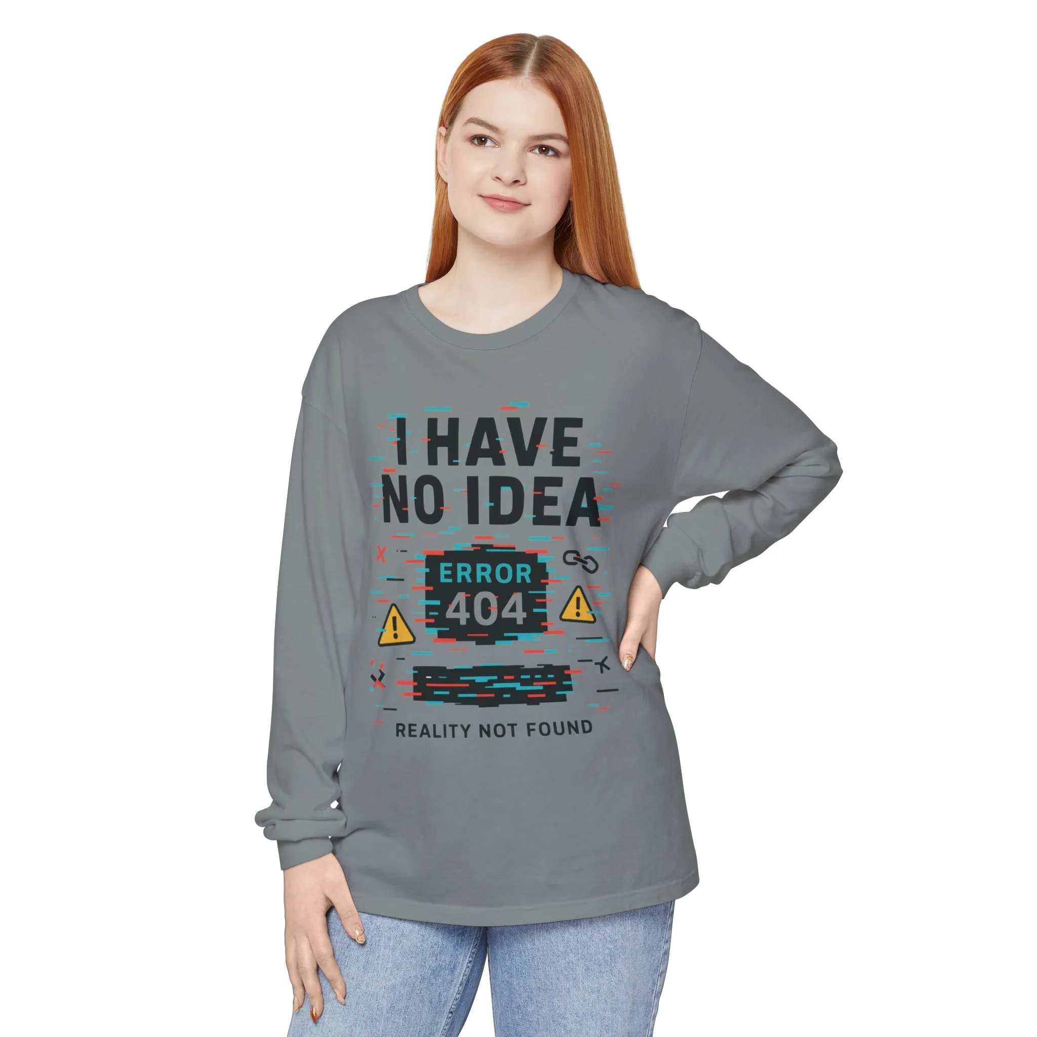 Unisex Long Sleeve T-Shirt, Funny Error 404 Graphic Tee, Internet Humor, Geeky Apparel, Quirky Humor Shirt, Gift for Tech Lovers - Image 43
