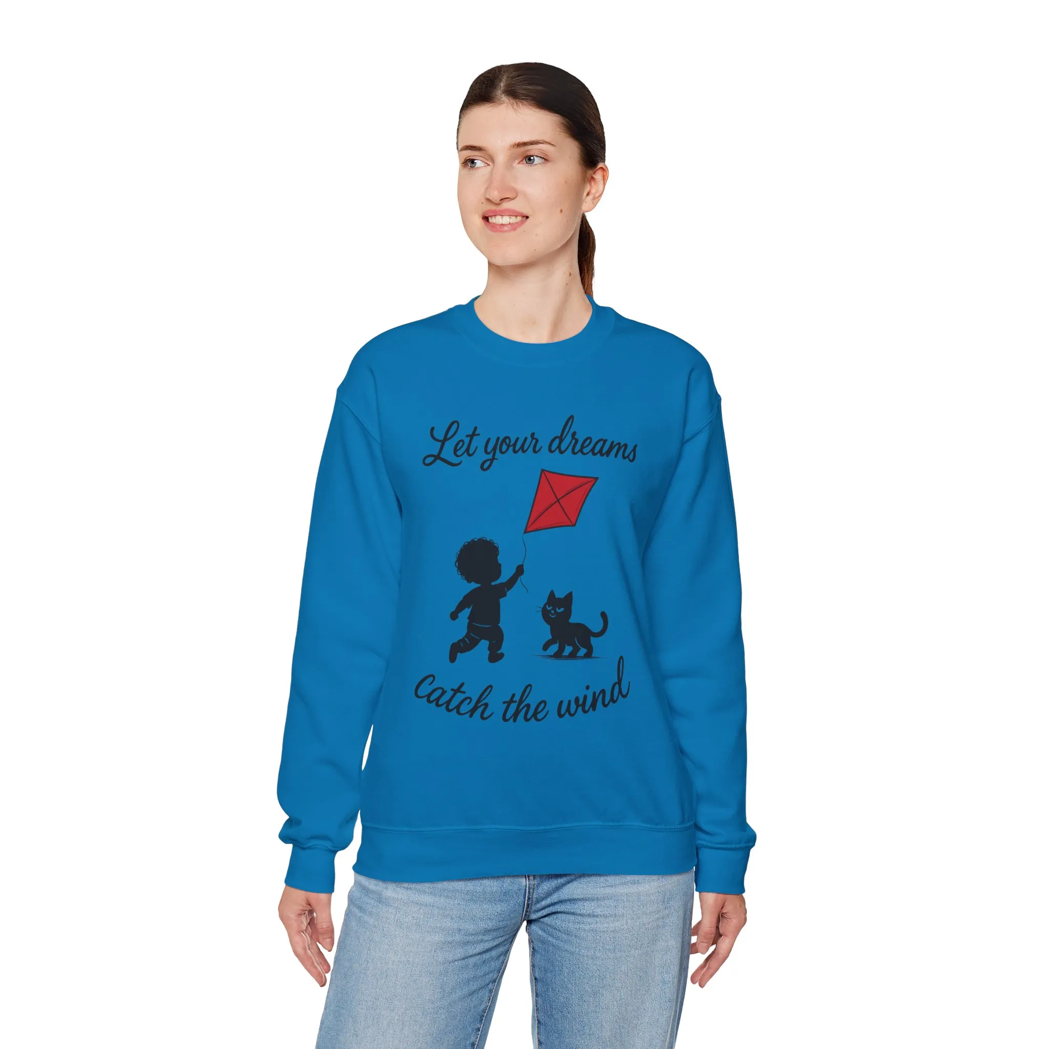 Dream Big Womens Crewneck Sweatshirt, Inspirational Gift, Cozy Lounge Wear, Cat Lover's Apparel, Kid's Motivation Sweatshirt - Image 18