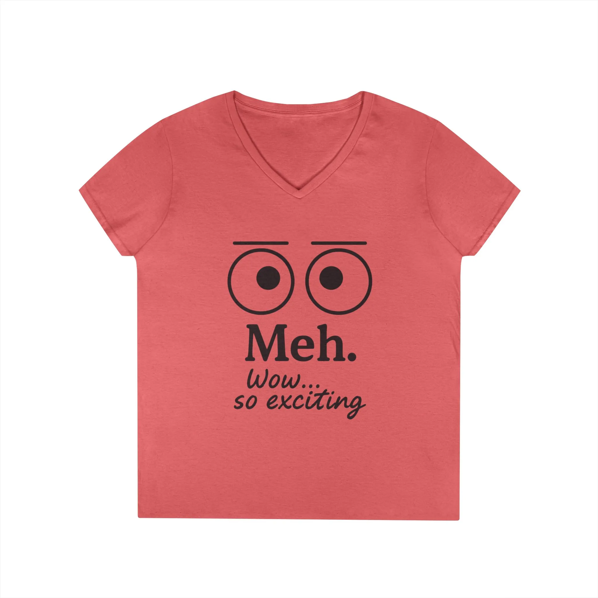 Funny Ladies' V-Neck T-Shirt - "Meh." Graphic, Casual Humor Tee, Gift for Her, Everyday Wear, Cute Top - Image 28