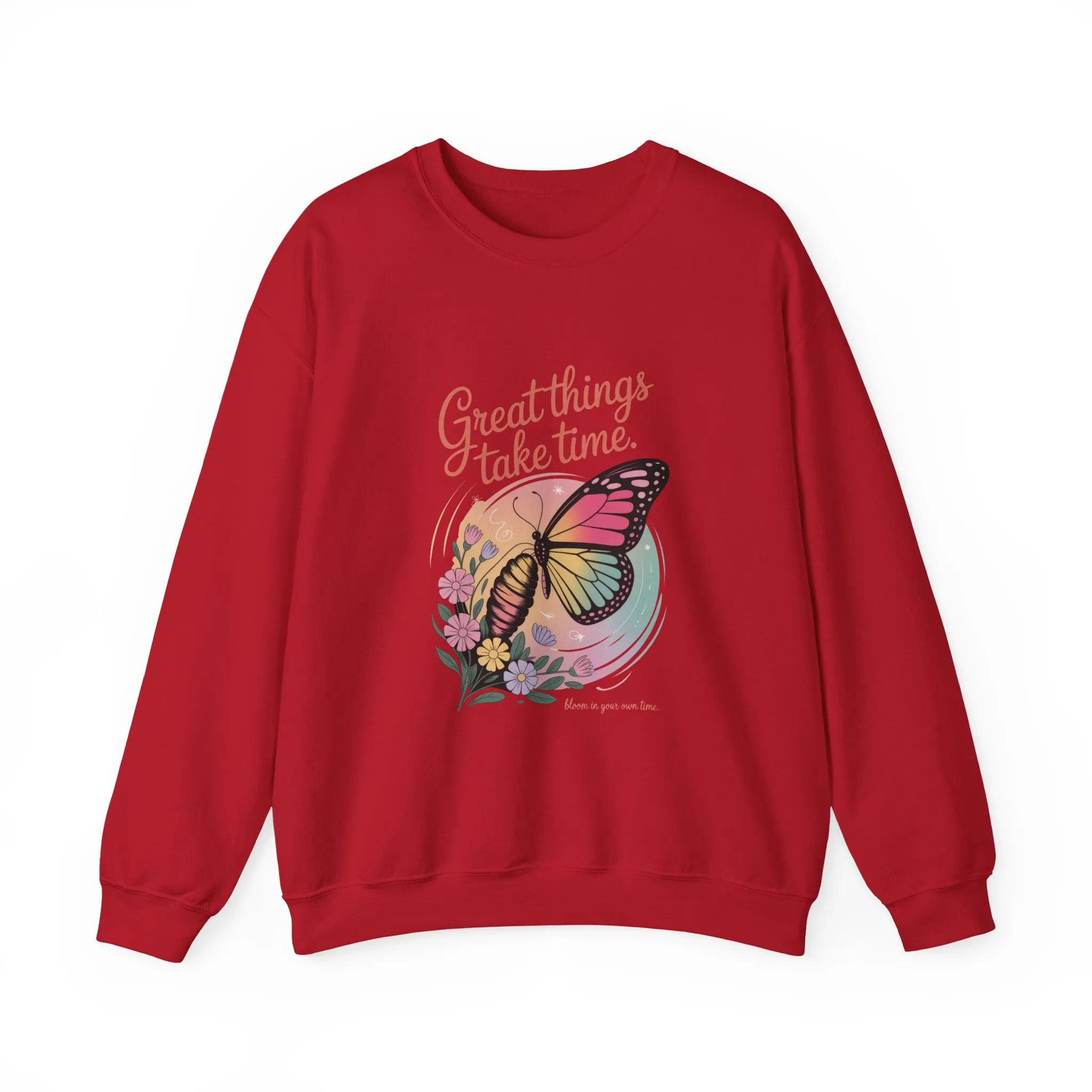 Inspirational Butterfly Sweatshirt - Great Things Take Time, Cozy Unisex Crewneck, Perfect Gift for Nature Lovers, Relaxed Style, [...] - Image 28