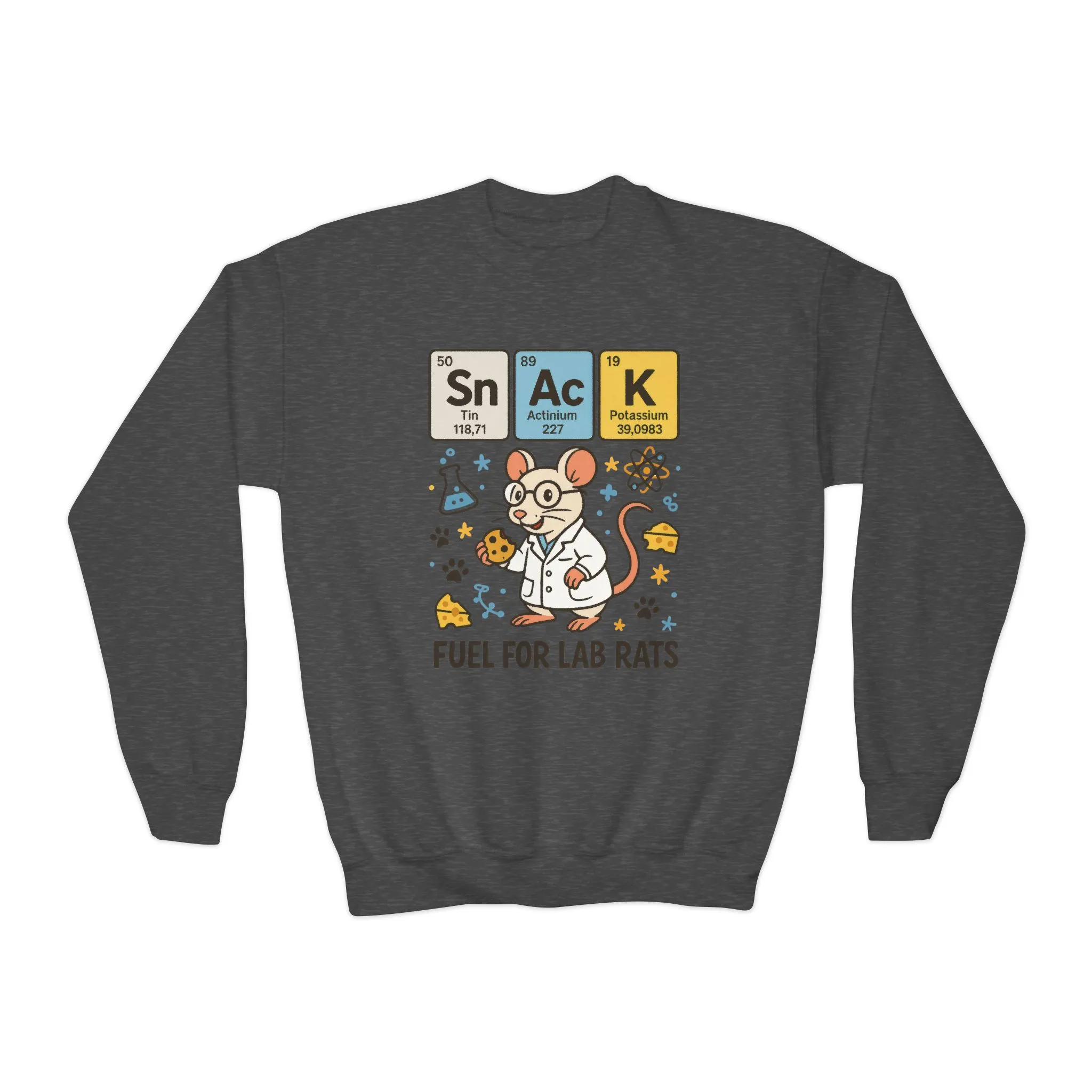 Youth Crewneck Sweatshirt - Fuel for Lab Rats, Cute Science Gift, Adorable Sweatshirt for Kids, Science Enthusiasts, Lab Rat Love - Image 10