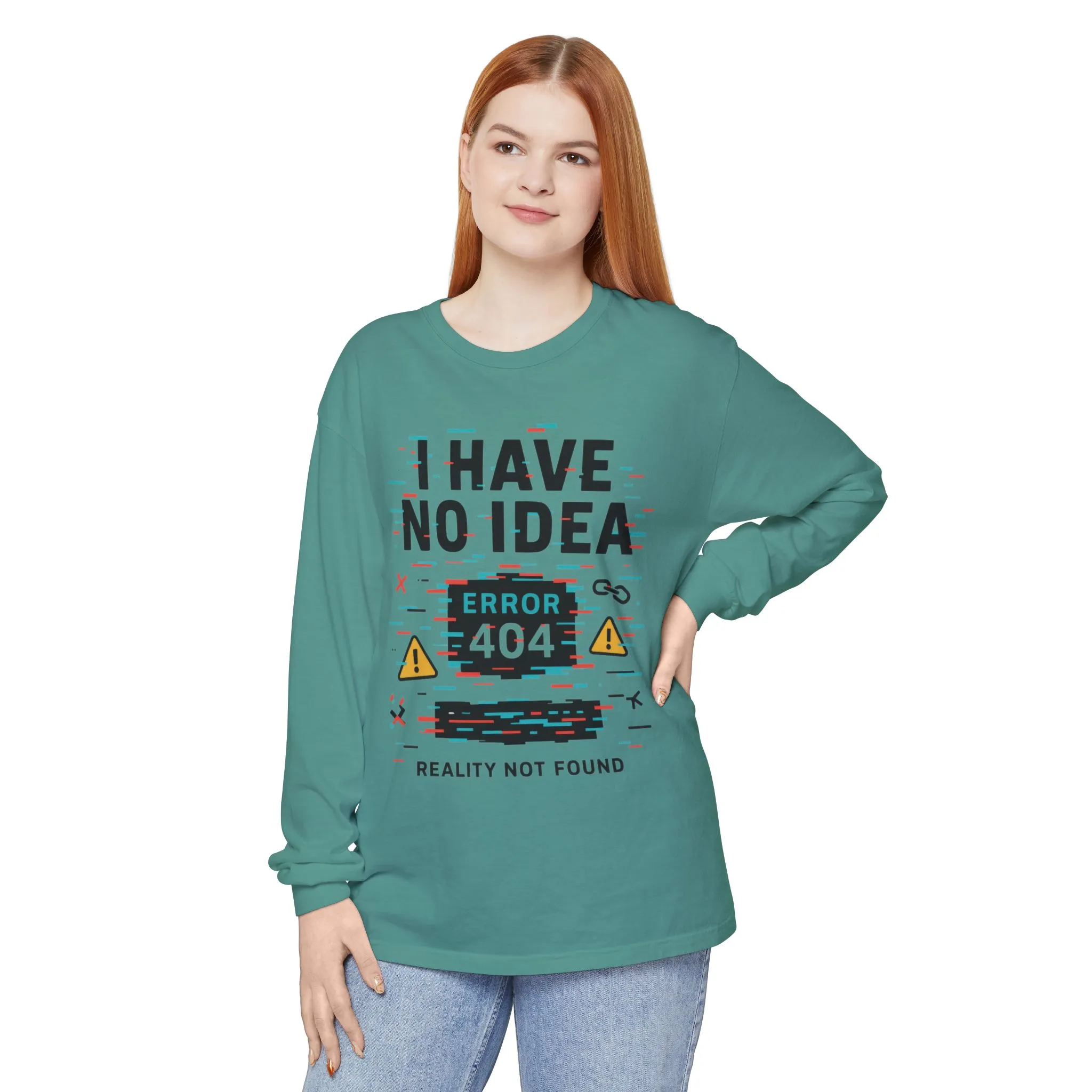 Unisex Long Sleeve T-Shirt, Funny Error 404 Graphic Tee, Internet Humor, Geeky Apparel, Quirky Humor Shirt, Gift for Tech Lovers - Image 34