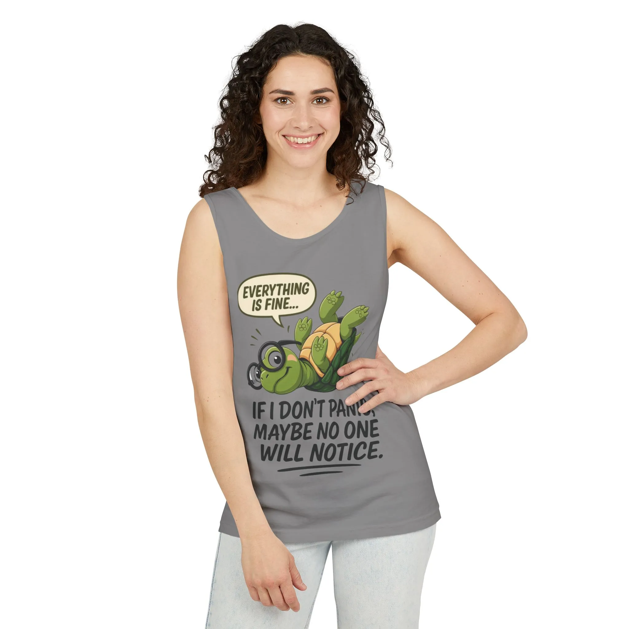 Funny Turtle Womens Tank Top, Everything is Fine, Womens Summer Apparel, Relaxed Fit, Pool Party, Beachwear, Humorous Gift - Image 8