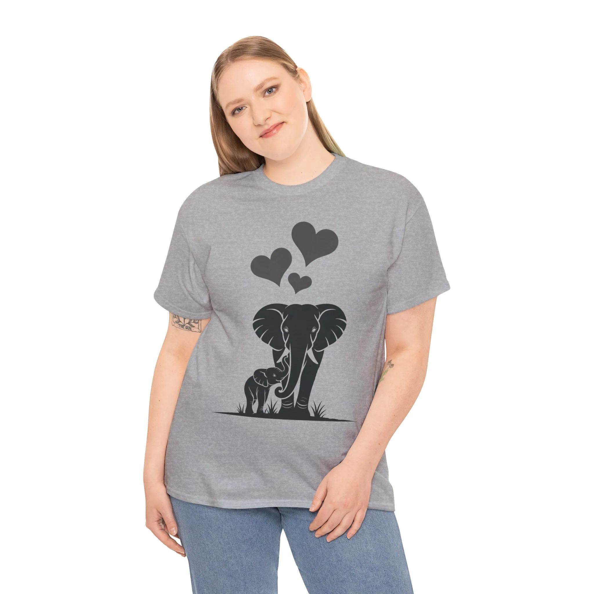 Elephant Mom and Baby T-Shirt, Elephant Love Cotton Tee, Cute Animal Shirt, Animal Lover Gift, Cute Minimalist Elephant Design - Image 6
