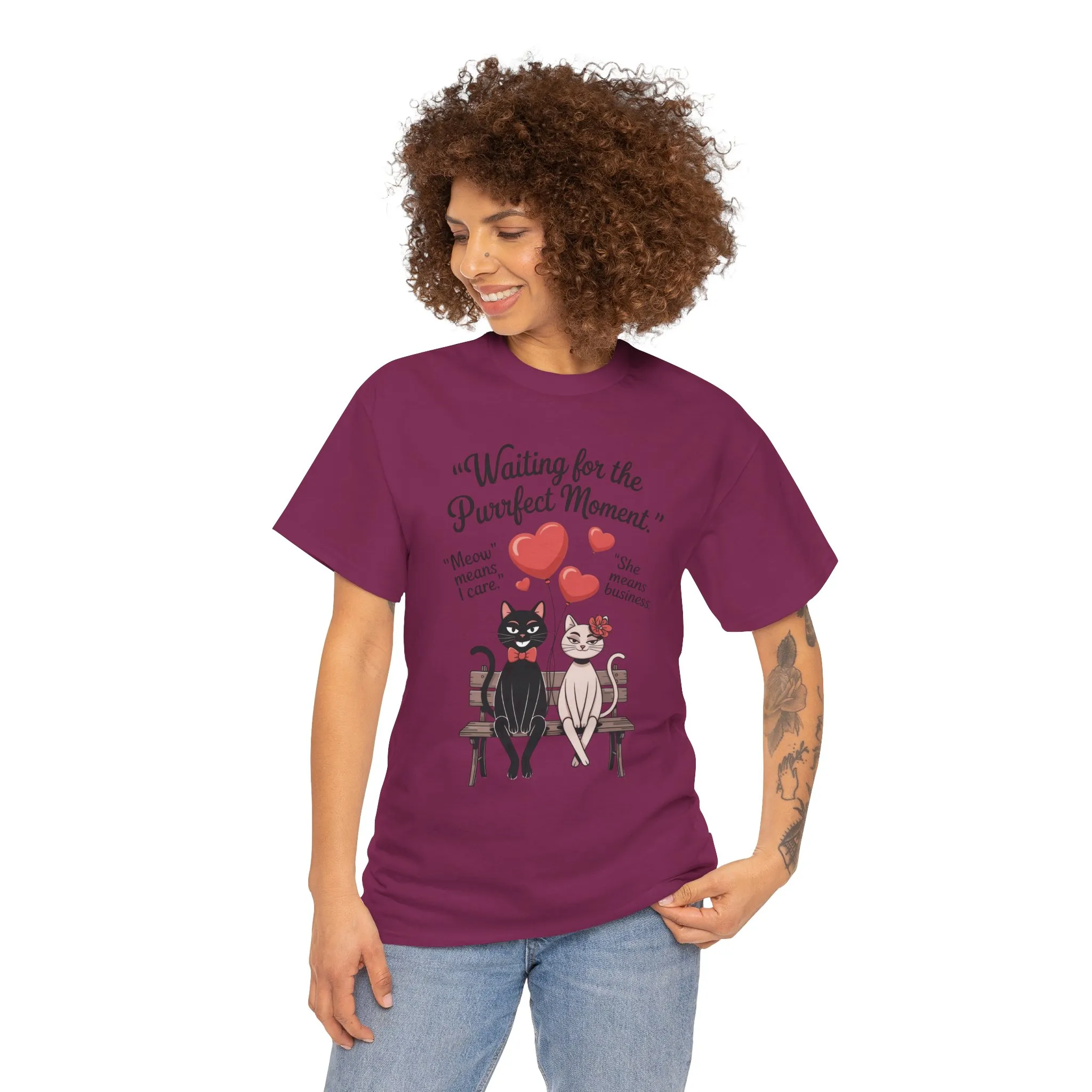 Cute Cat Lovers Tee, Unisex Heavy Cotton Tee for Pet Owners, Funny Cat Shirt, Gift for Cat Lovers, Casual T-Shirt, Animal Art Tee - Image 26