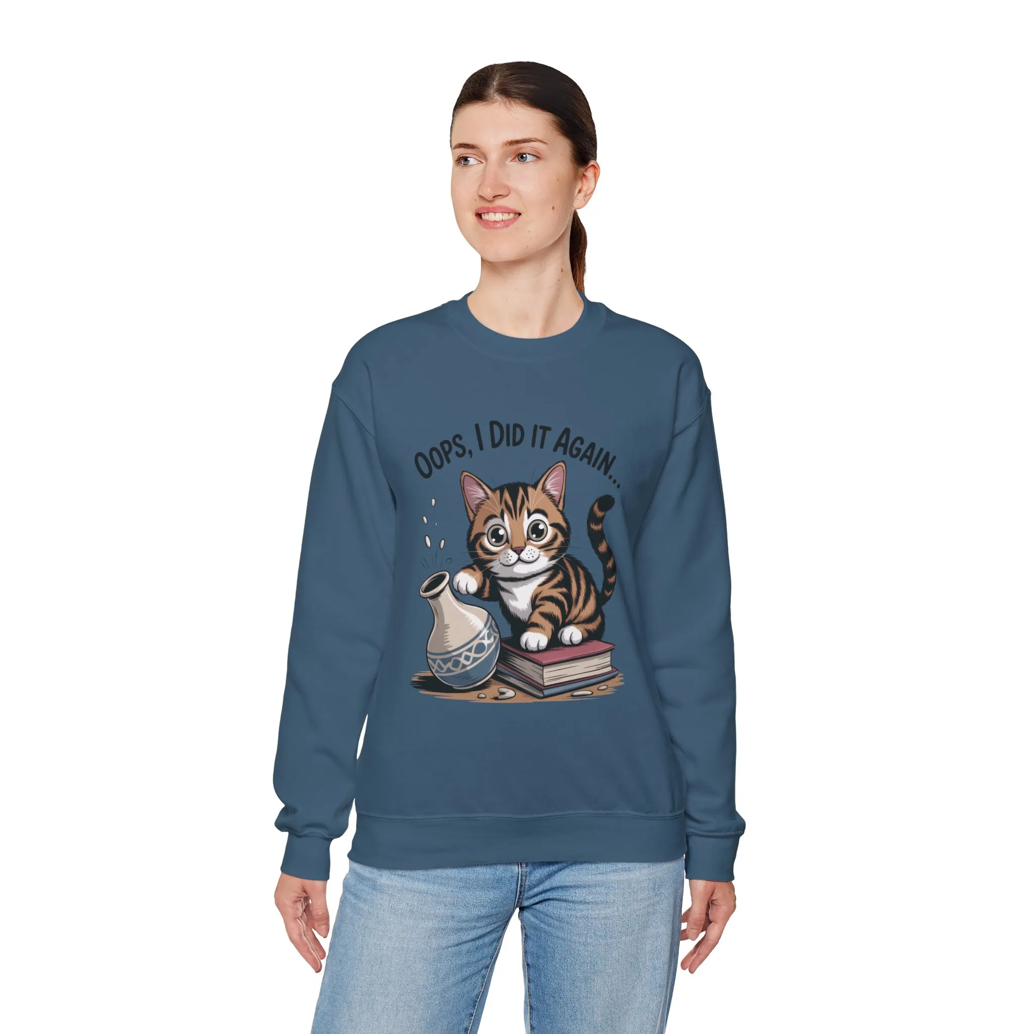 Cute Cat Oops! I Did It Again Sweatshirt, Funny Pet Lover Gift, Cozy Crewneck for Cat Moms, Purrfect for Birthdays, Casual Wear - Image 18