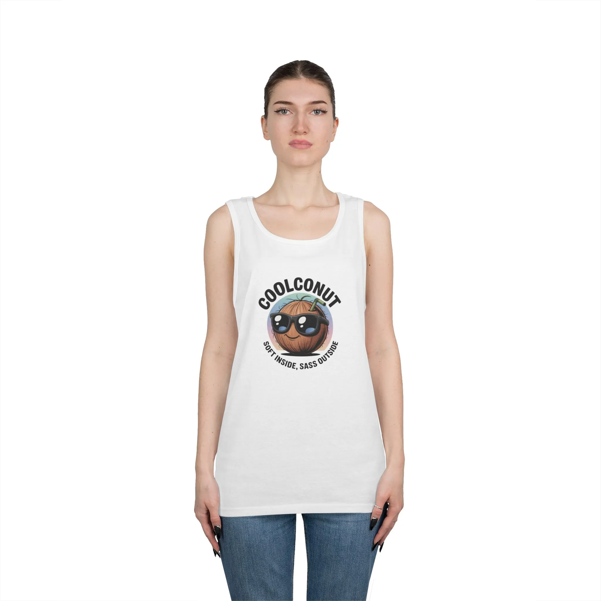 Coolconut Unisex Heavy Cotton Tank Top - Fun Summer Tee, Cute Beach Outfit, Vacation Wear, Gift for Him or Her, Trendy Summer Apparel - Image 5