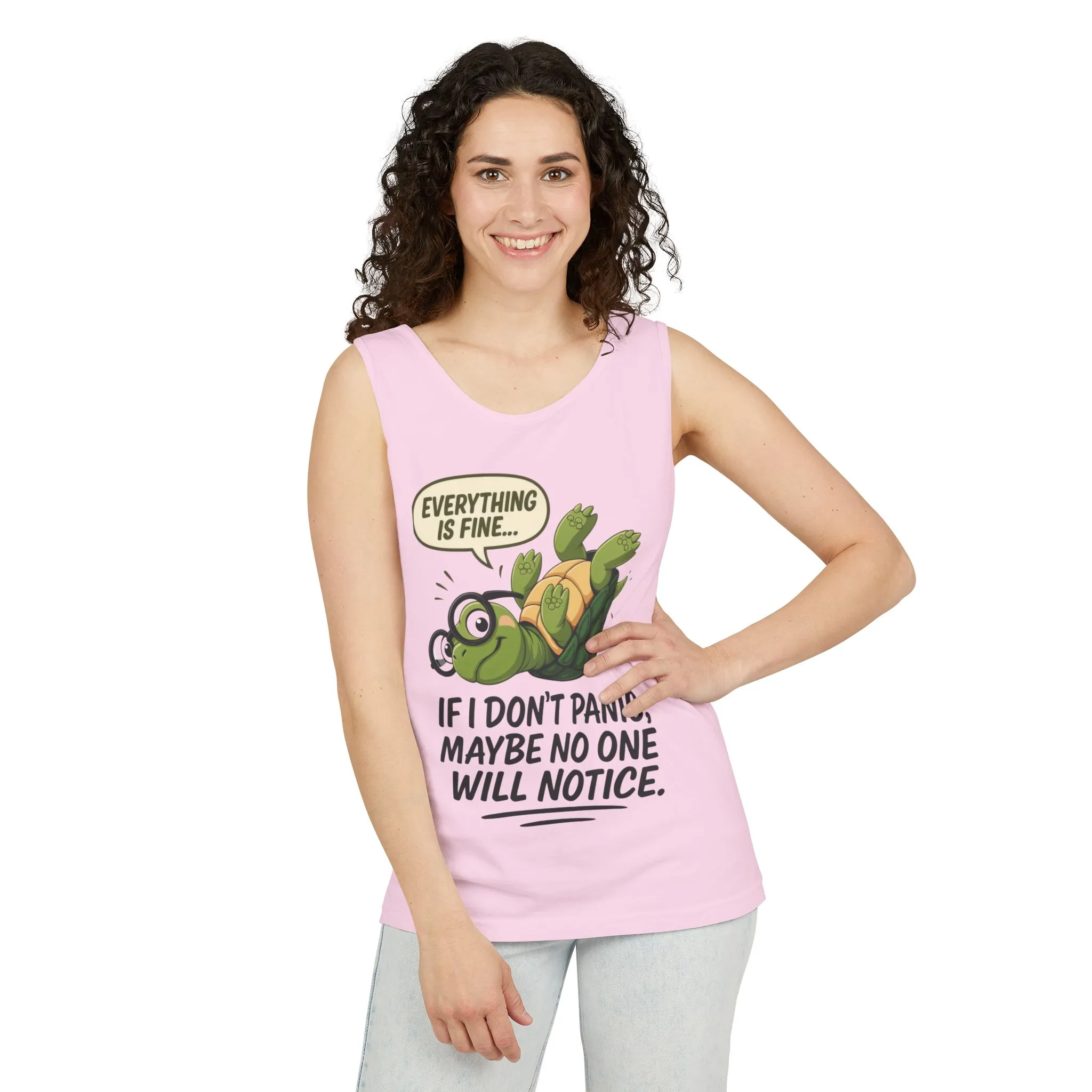 Funny Turtle Womens Tank Top, Everything is Fine, Womens Summer Apparel, Relaxed Fit, Pool Party, Beachwear, Humorous Gift