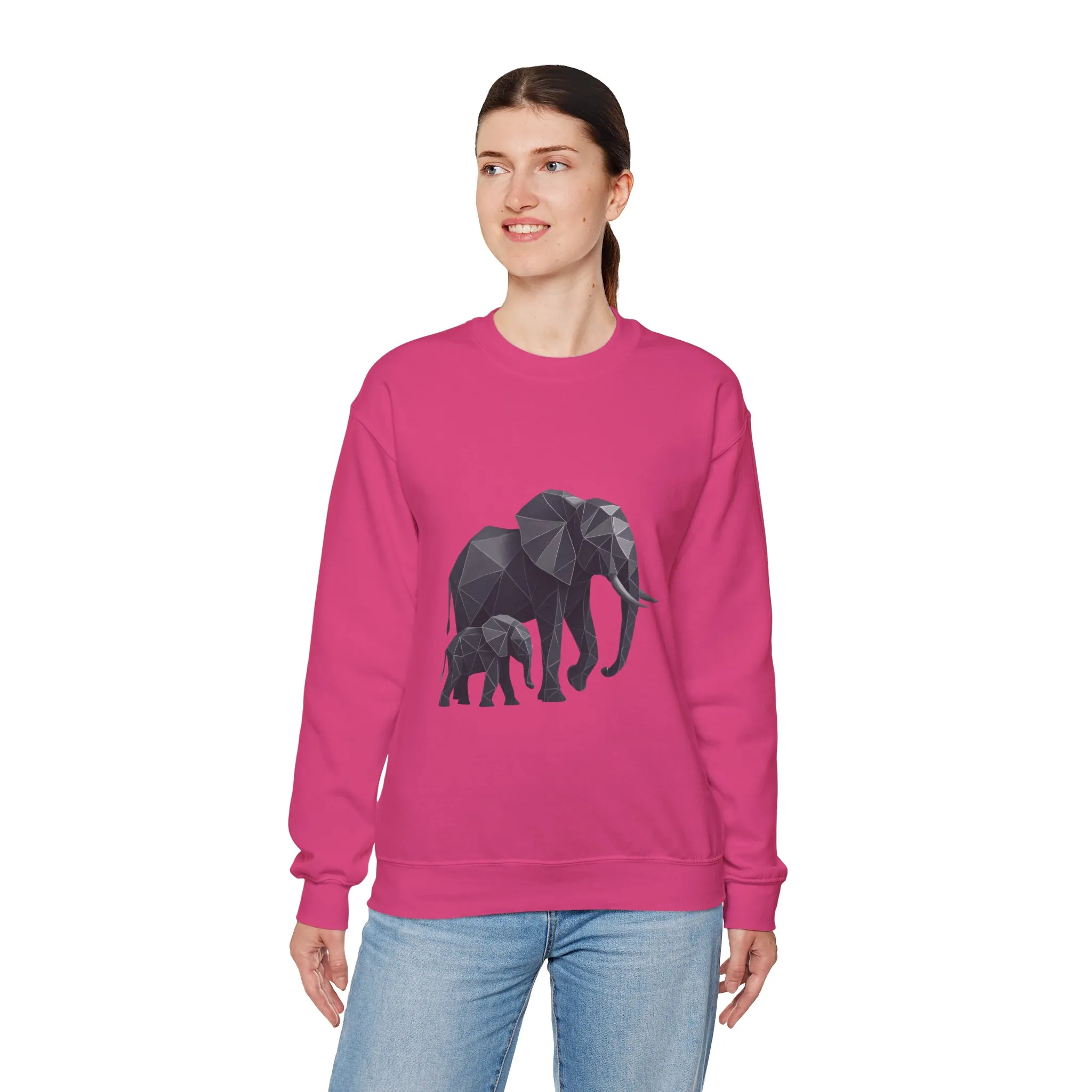 Geometric Elephant Sweatshirt, Cozy Unisex Crewneck, Animal Lover Gift, Nature Inspired Apparel, Eco-Friendly Fashion, Gift for Her - Image 36
