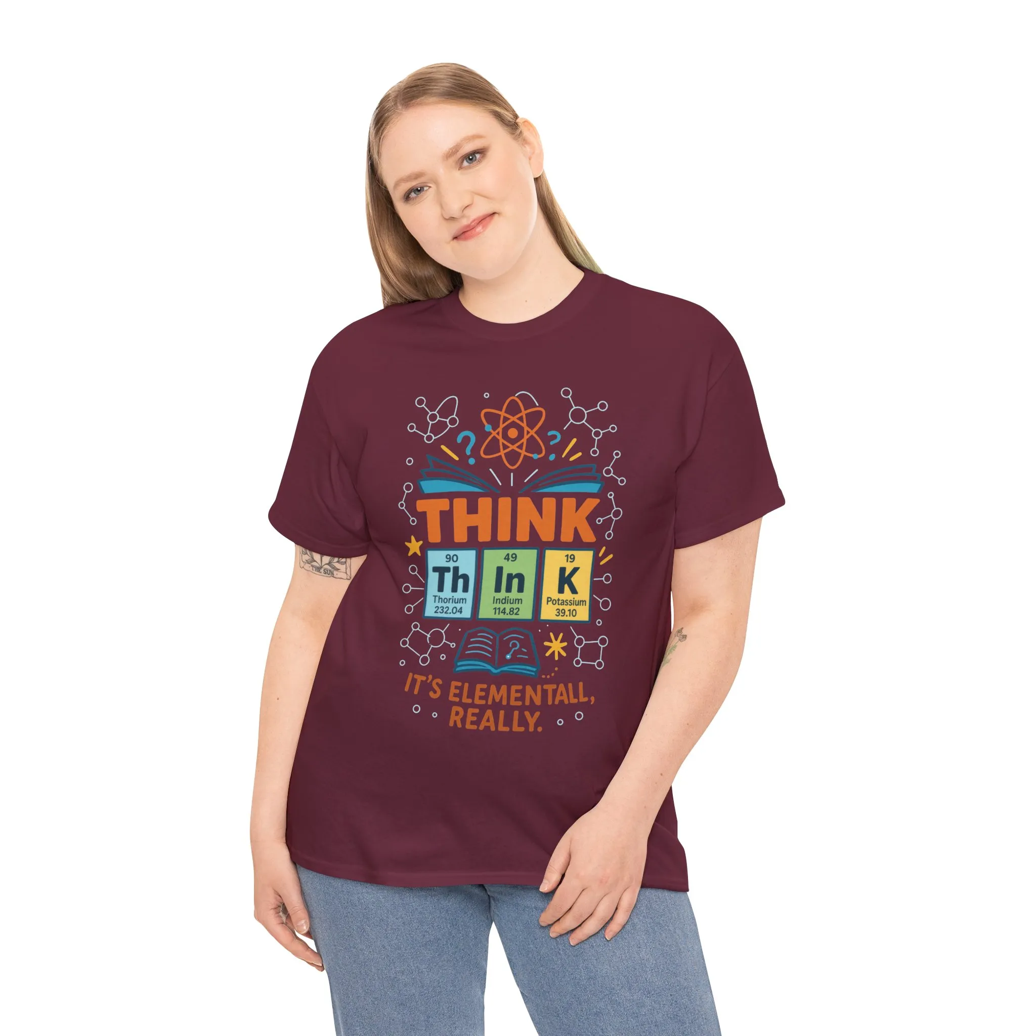 Smart Womens Science T-Shirt, THINK Periodic Table Tee, Funny Elemental Nerd Gift for Her, Graphic Tee for Science Lovers - Image 6