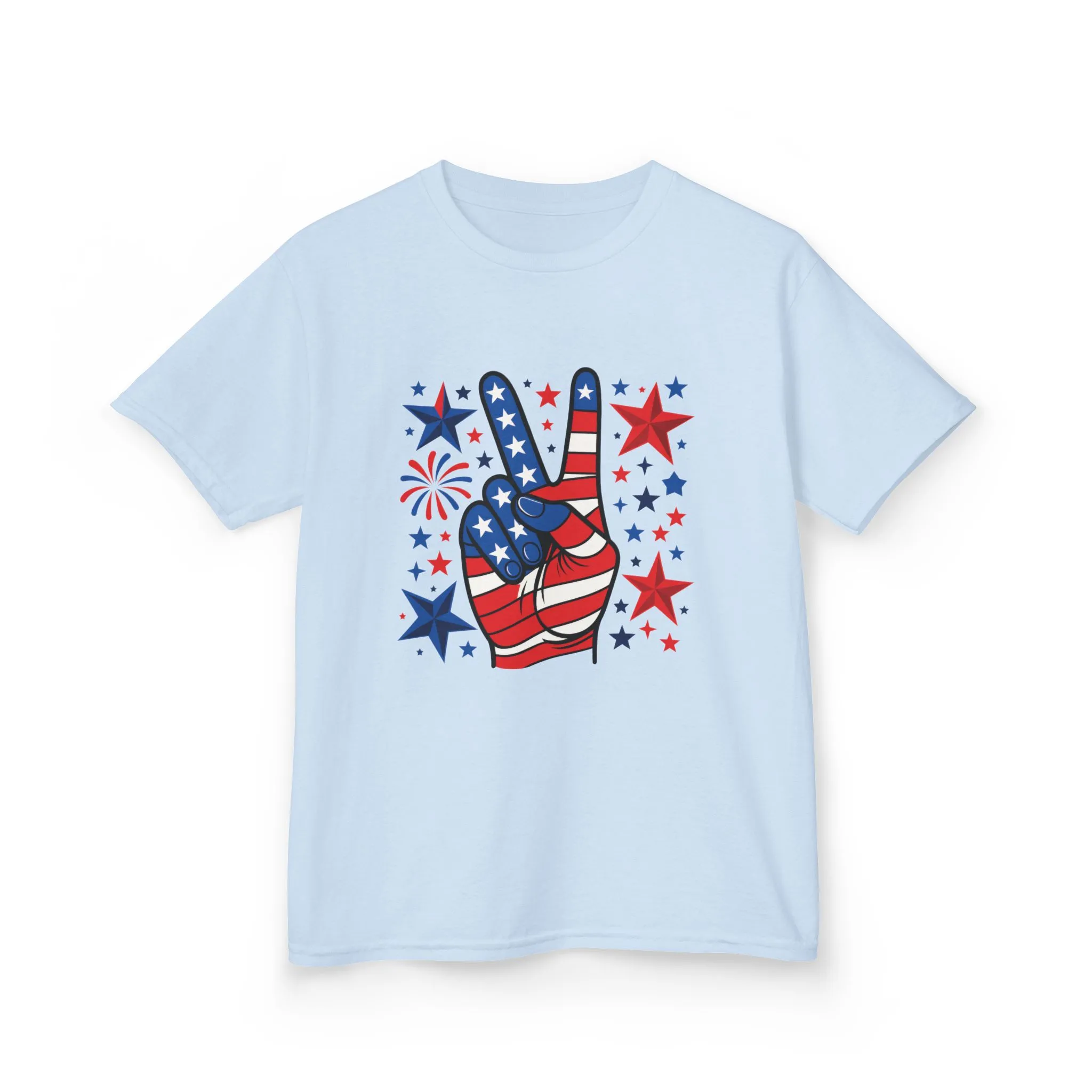 Kids Peace Sign Tee, Patriotic Children's T-Shirt, Americana Style Tee, July 4th Outfit, Independence Day Gift, Star-Spangled Shirt - Image 13