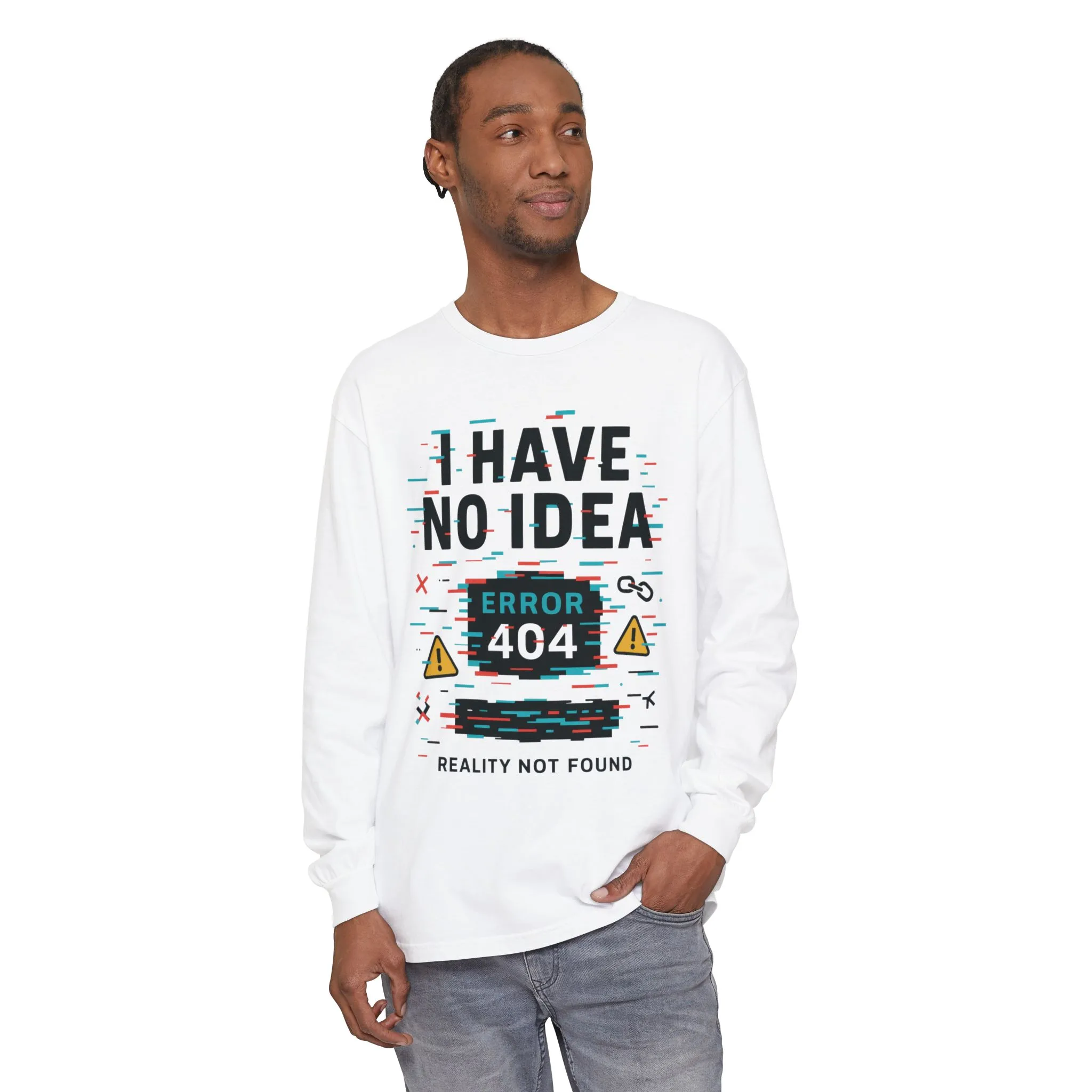Unisex Long Sleeve T-Shirt, Funny Error 404 Graphic Tee, Internet Humor, Geeky Apparel, Quirky Humor Shirt, Gift for Tech Lovers - Image 5