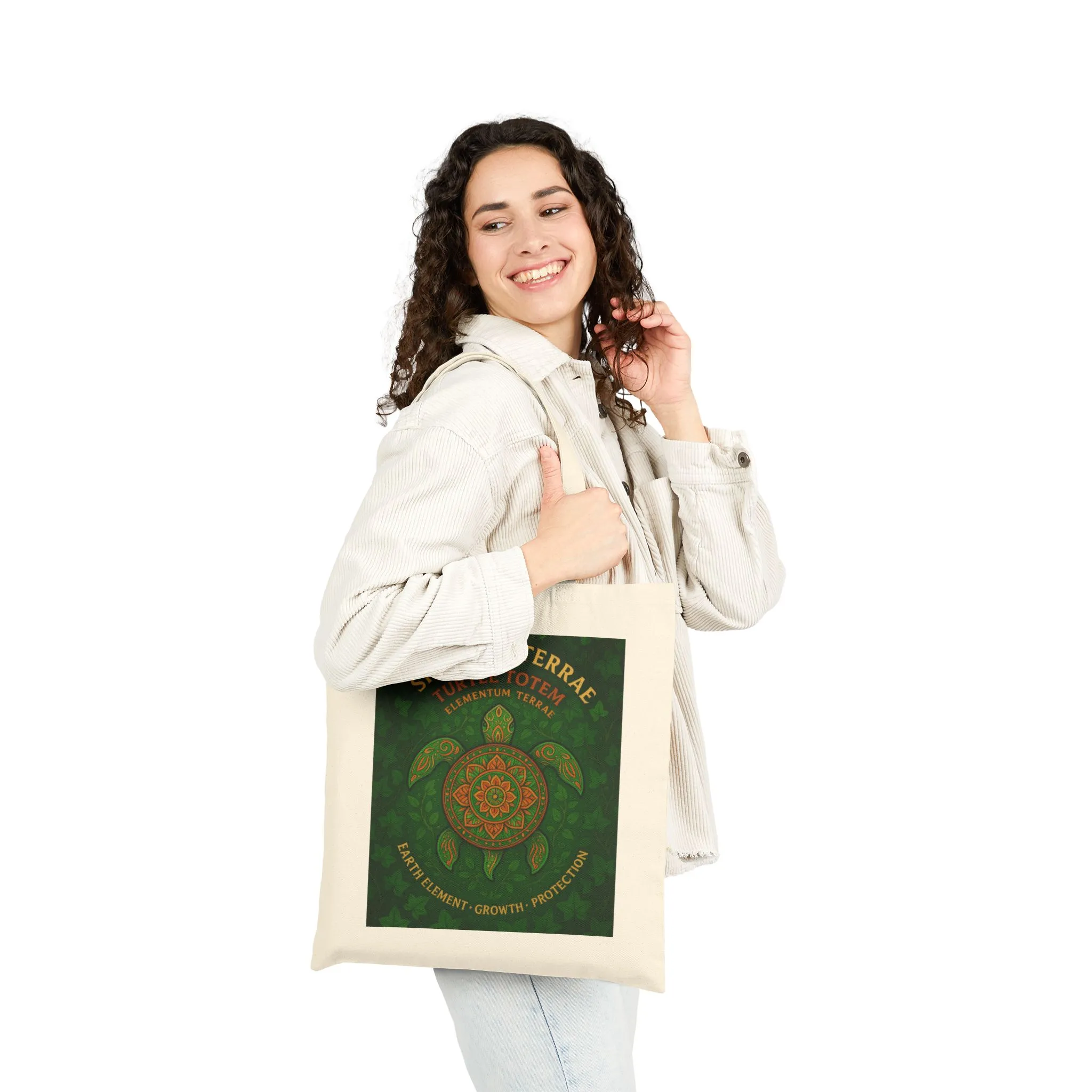 Earth Element Turtle Mandala Tote Bag, Sigillum Terrae, Growth & Protection, Four Elements Series Canvas Bag, Gift for Nature Lovers - Image 2
