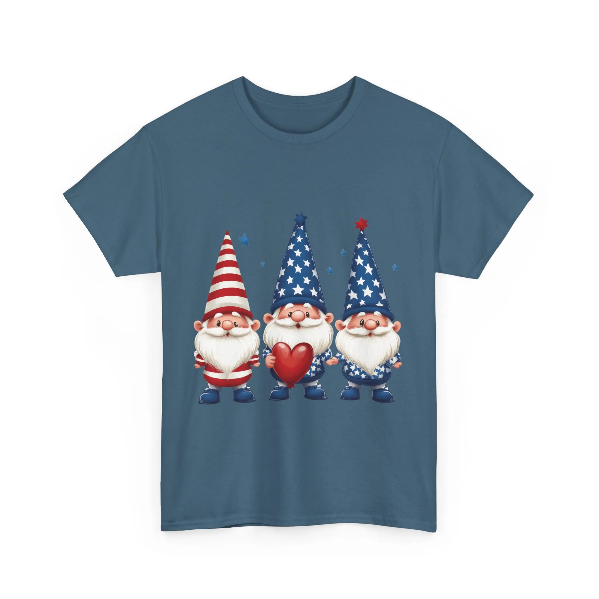 Patriotic Gnome Unisex Heavy Cotton Tee - Cute Tee for Independence Day, Casual Wear, Gift for Gnome Lovers, Summer Style - Image 2