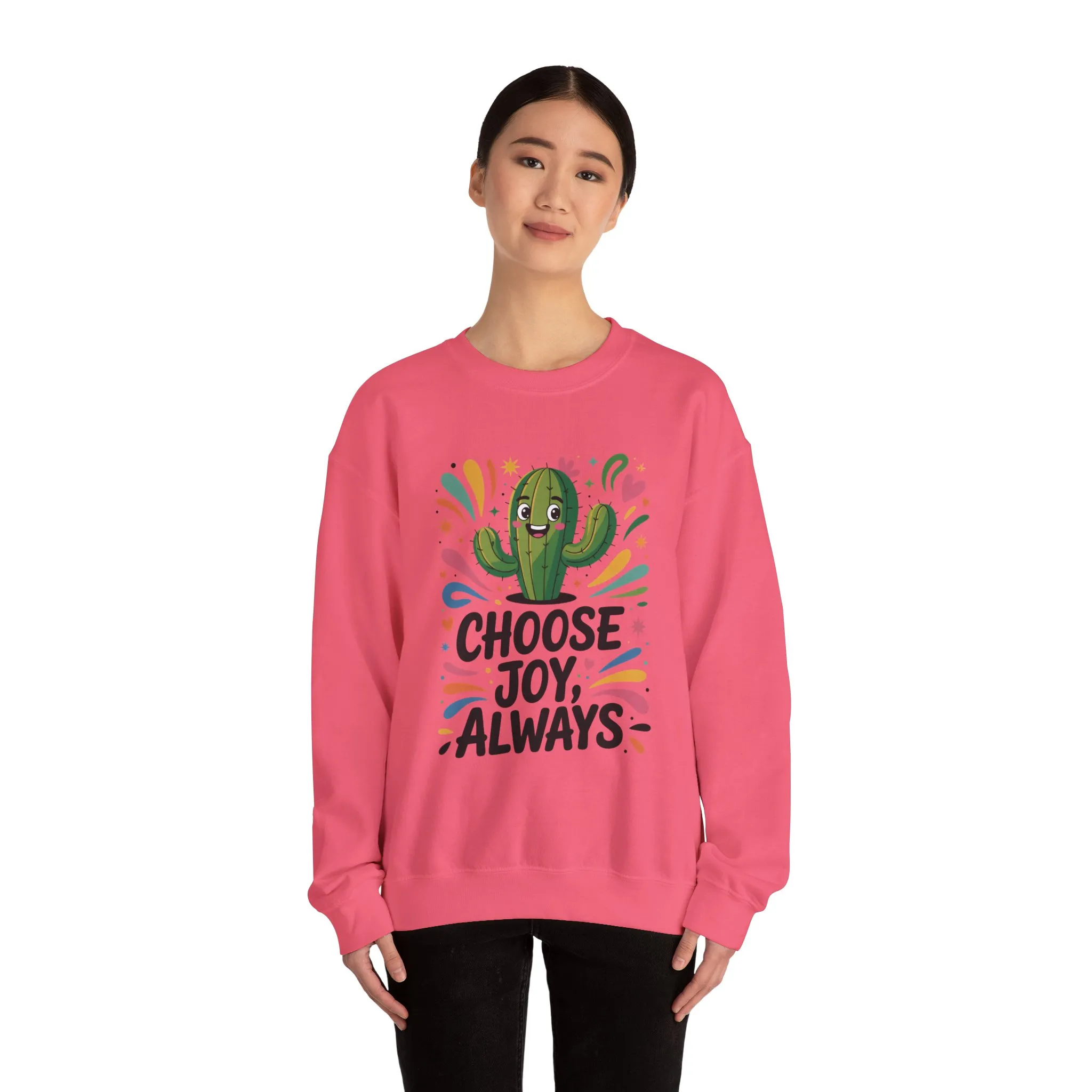 Joyful Cactus Sweatshirt: Choose Joy Always, Cozy Gift for Friends, Womens Casual Wear, Perfect for Celebrations and Everyday Comfort - Image 32