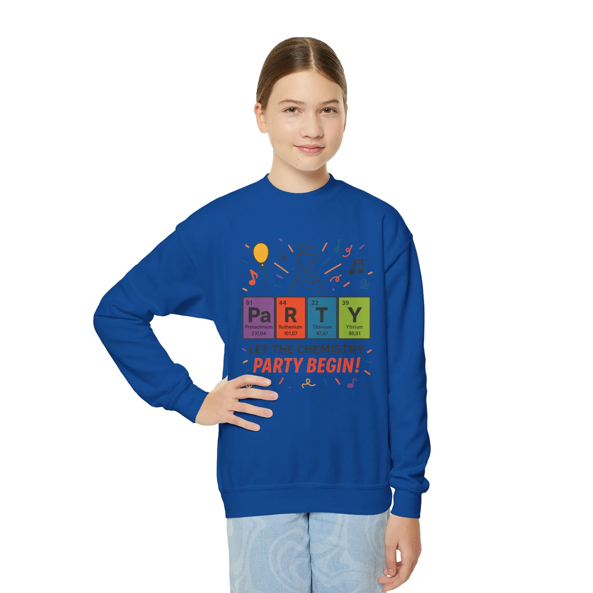 Fun Chemistry Party Youth Crewneck Sweatshirt, Gift for Science Lovers, Birthday Sweatshirt, Kids Party Apparel, Science-Themed Gift - Image 12