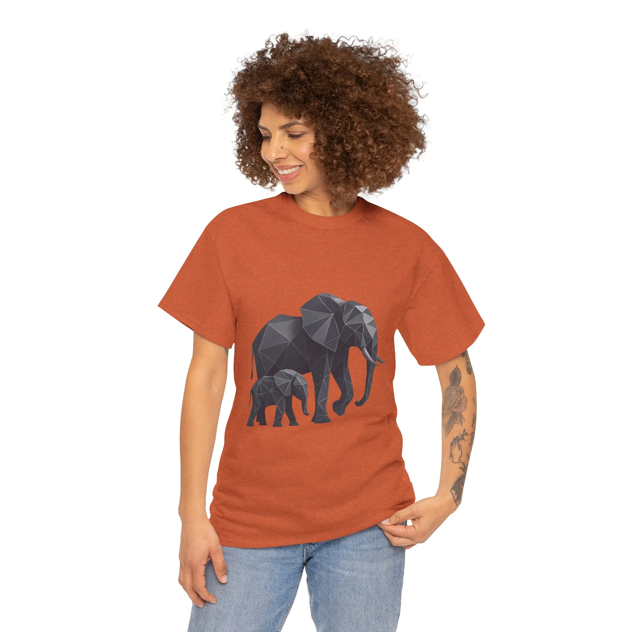 Geometric Elephant Tee - Minimalist Art Shirt, Nature Lover Gift, Animal Print T-Shirt, Unisex Cotton Tee, Eco-Friendly Wear - Image 26